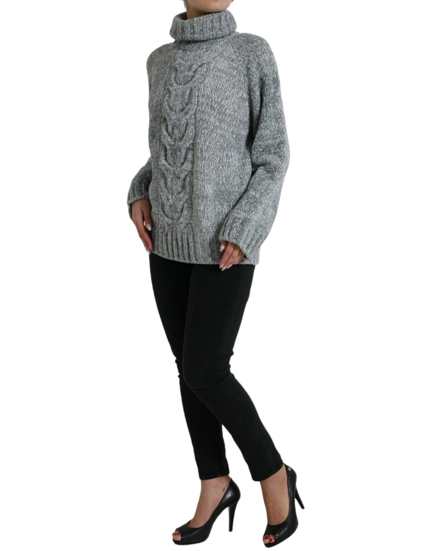 Pull col roulé en cachemire gris Dolce & Gabbana