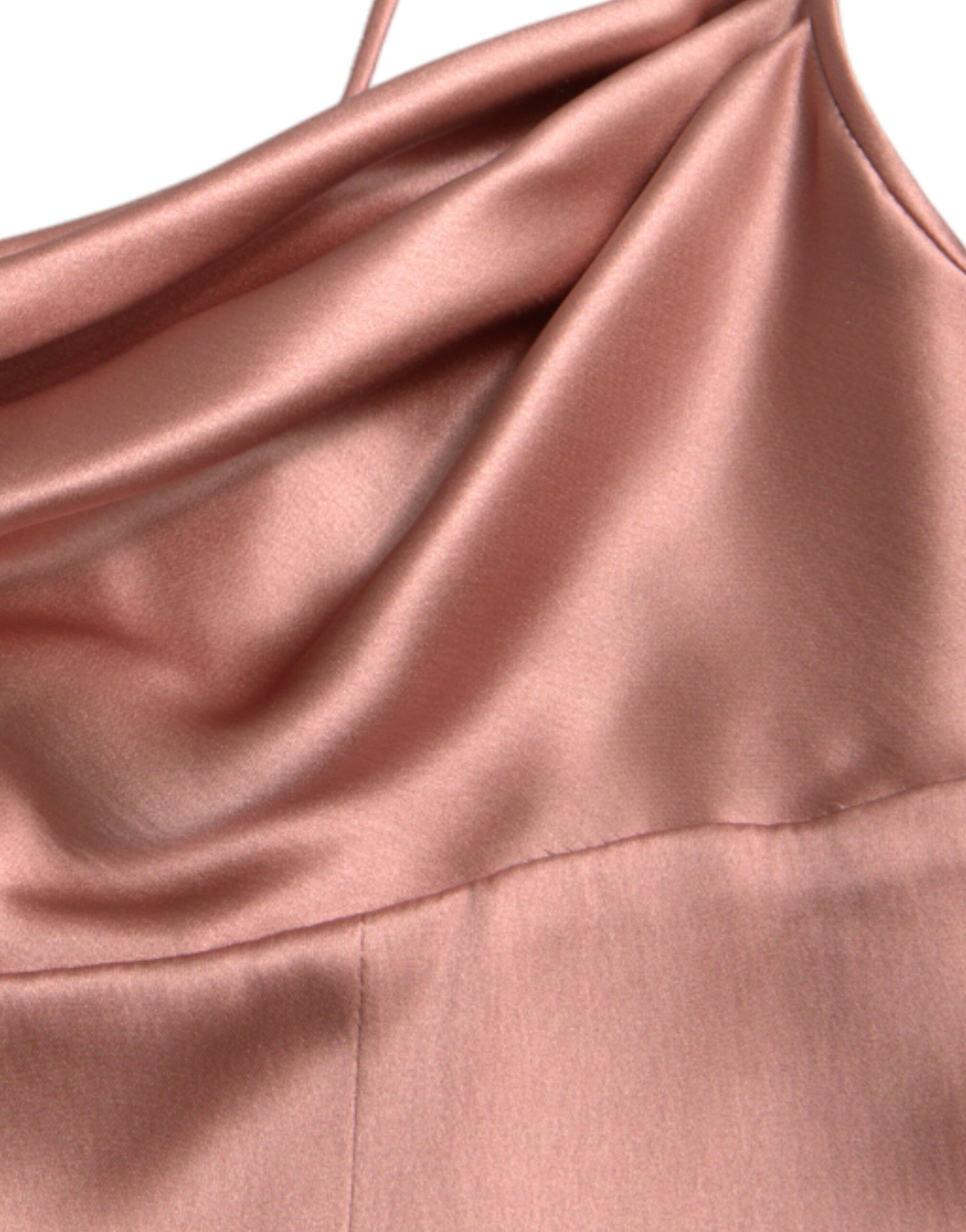 Robe longue à bretelles spaghetti en soie rose Dolce & Gabbana