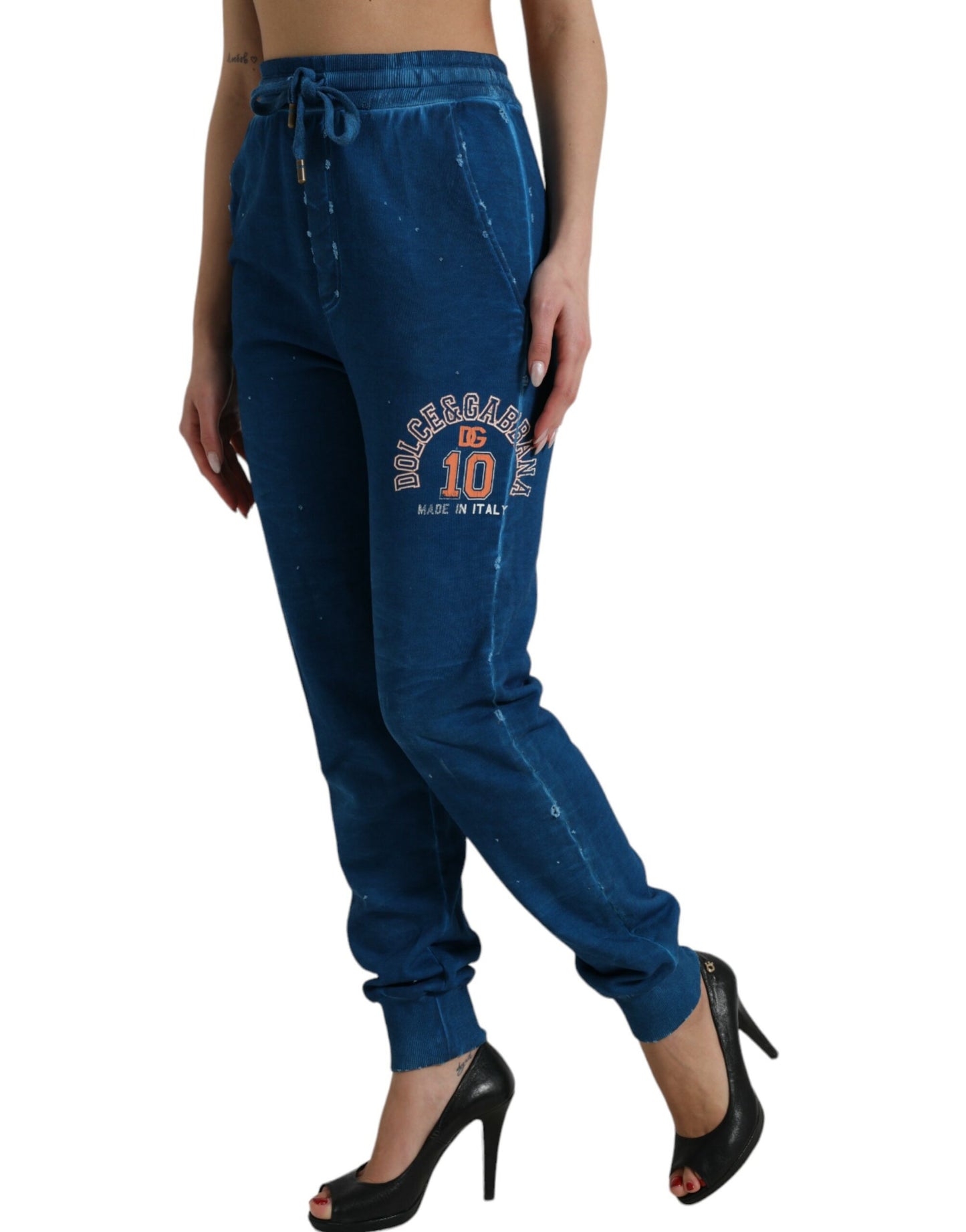 Pantalon de jogging en coton à logo bleu Dolce & Gabbana