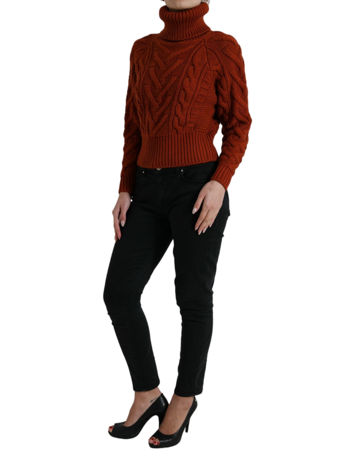 Pull à col roulé en laine marron Dolce & Gabbana