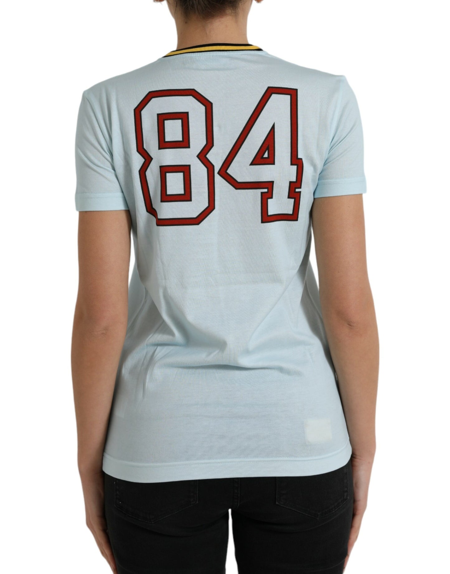 Dolce & Gabbana – Hellblaues T-Shirt „Free Love“ aus Baumwolle mit Rundhalsausschnitt