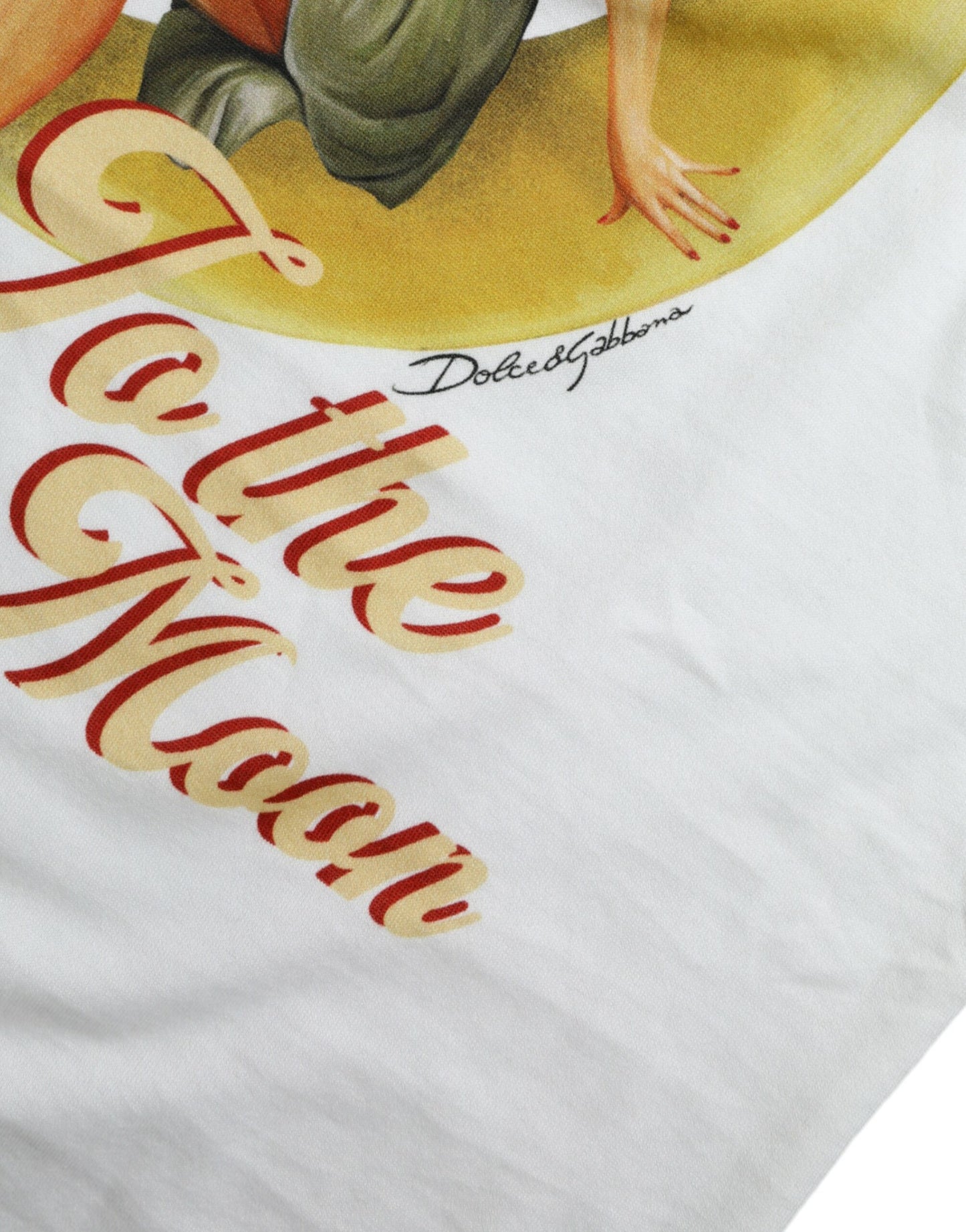Dolce & Gabbana Weißes T-Shirt-Oberteil „Bring Me To The Moon“