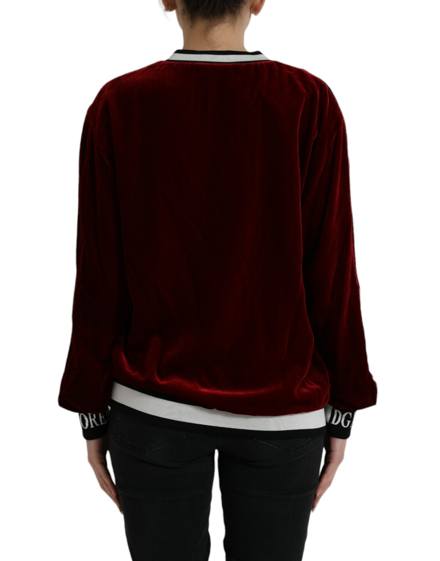 Pull col rond en velours bordeaux Dolce & Gabbana