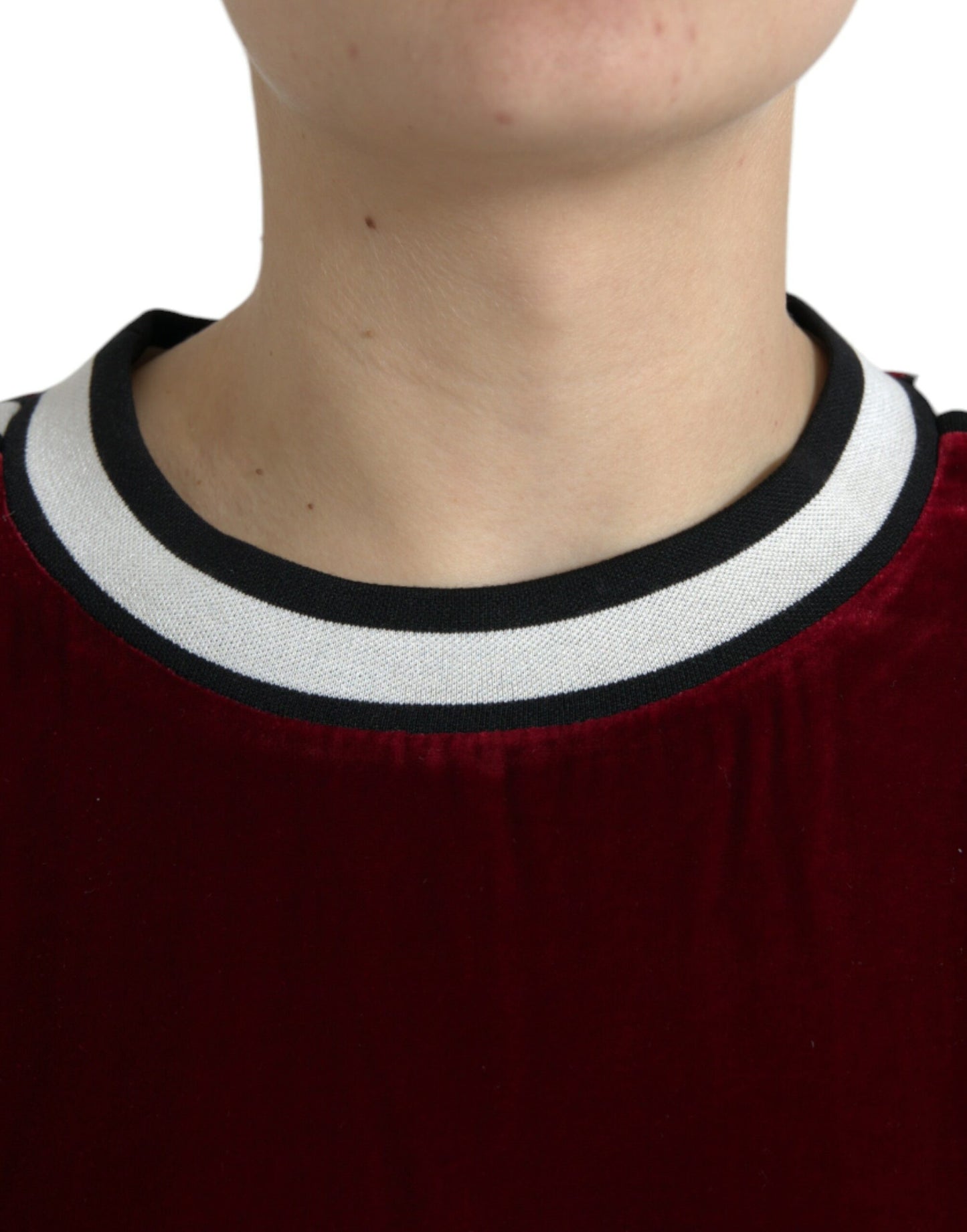 Pull col rond en velours bordeaux Dolce & Gabbana