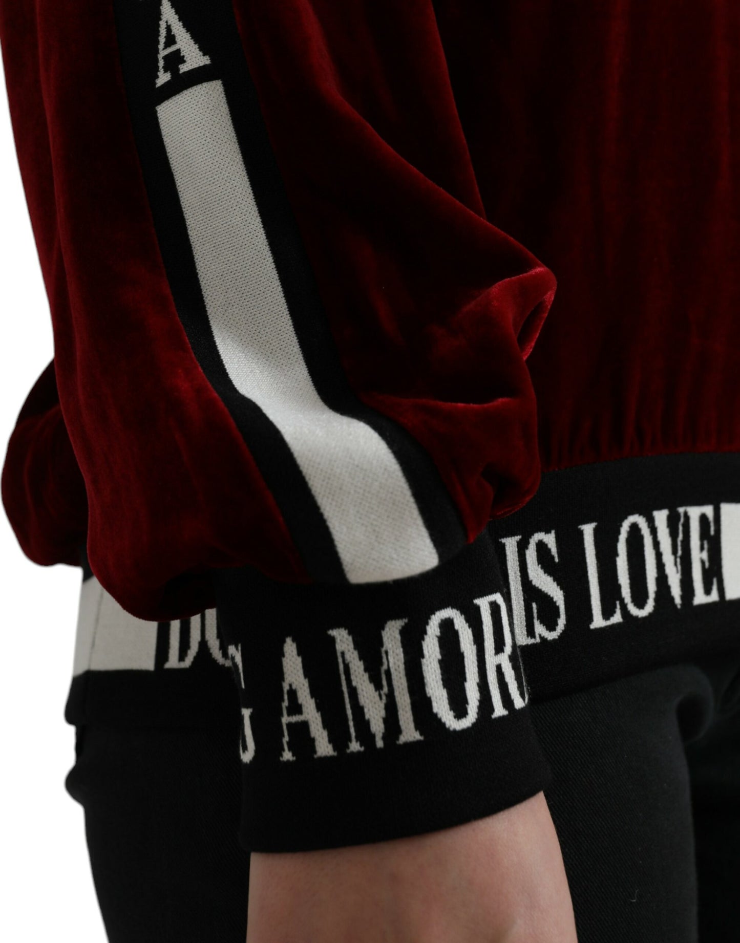 Pull col rond en velours bordeaux Dolce & Gabbana