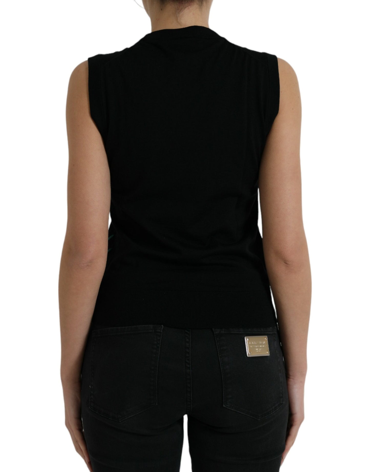 Débardeur ras du cou sans manches noir Jungle Dolce & Gabbana