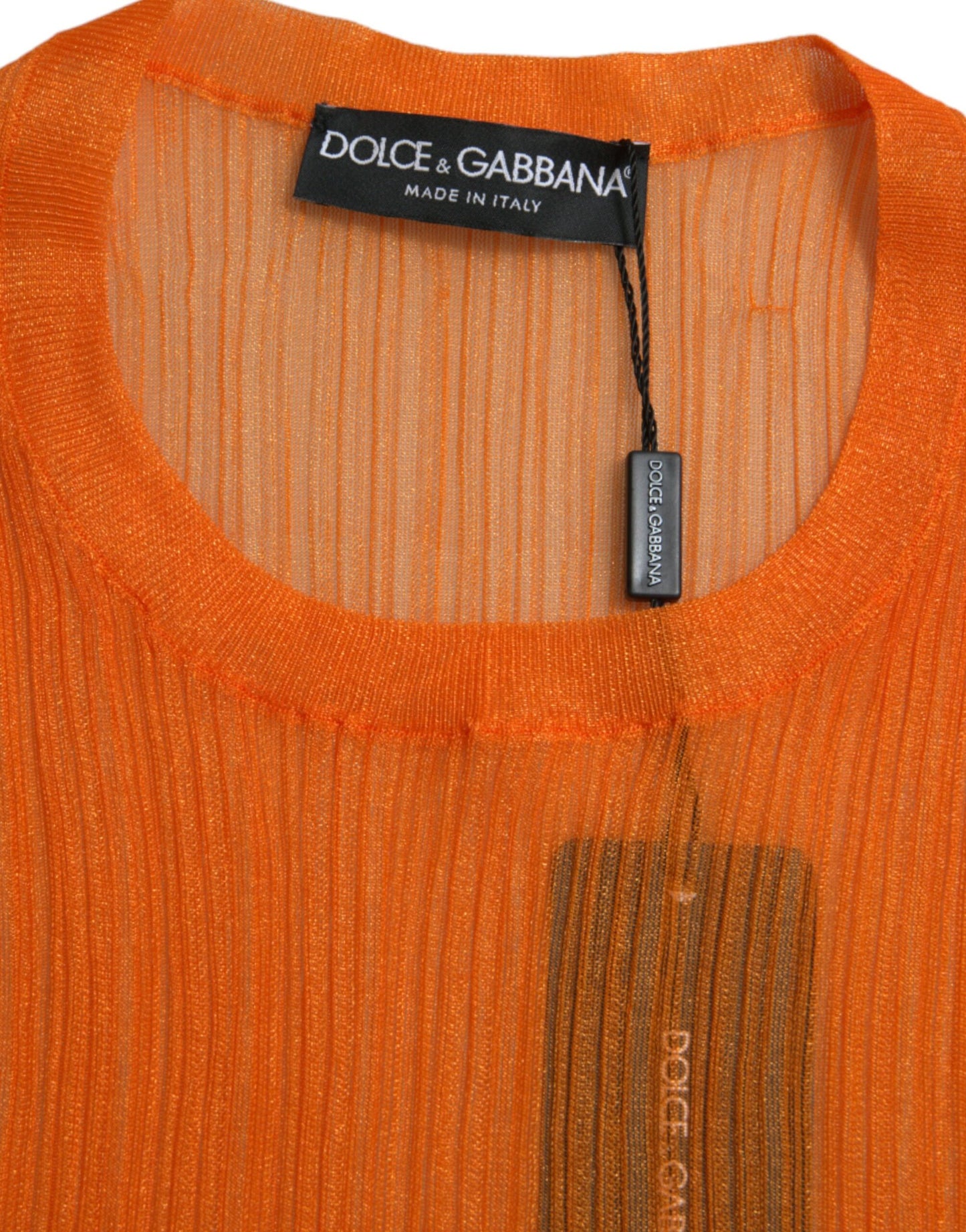 Débardeur chemisier transparent orange à col ras du cou Dolce & Gabbana