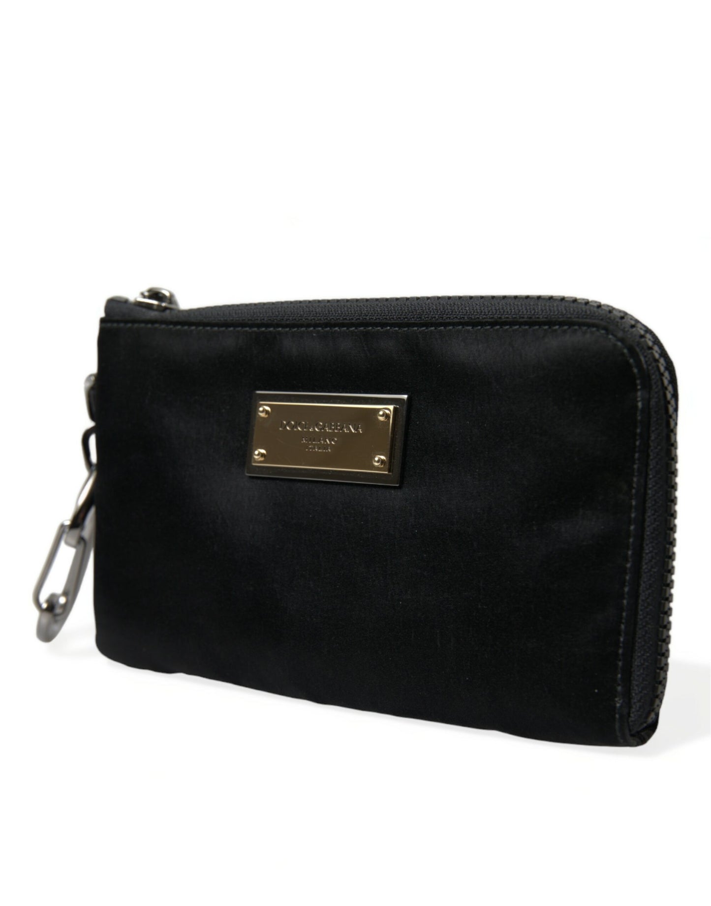 Pochette porte-clés Dolce & Gabbana en nylon noir avec logo