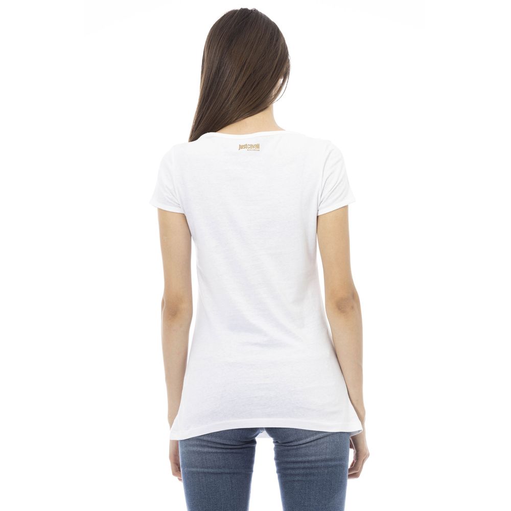 Just Cavalli Weißes Damen-T-Shirt aus Baumwolle