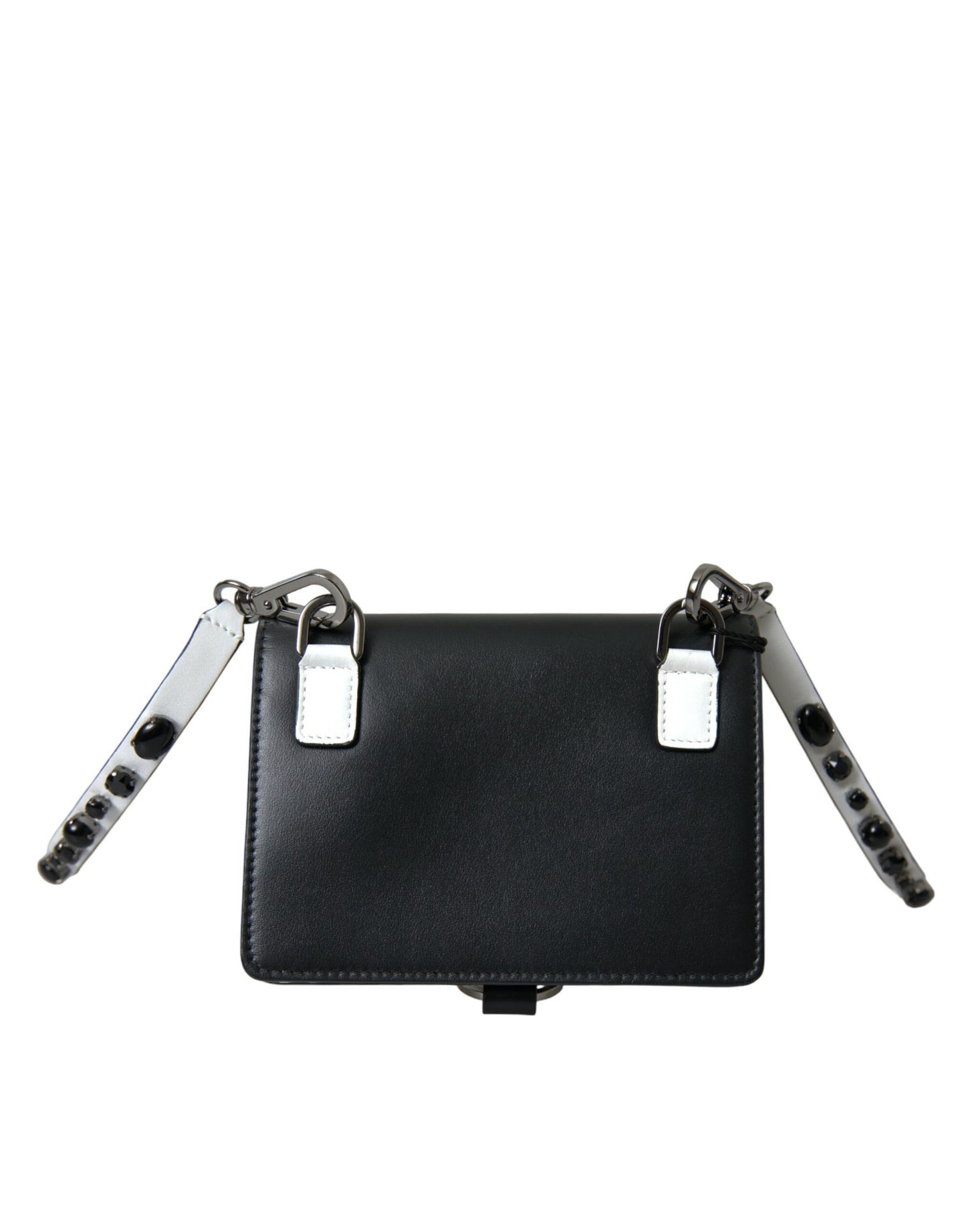 Portefeuille porte-cartes Dolce & Gabbana en cuir noir et blanc orné de cristaux