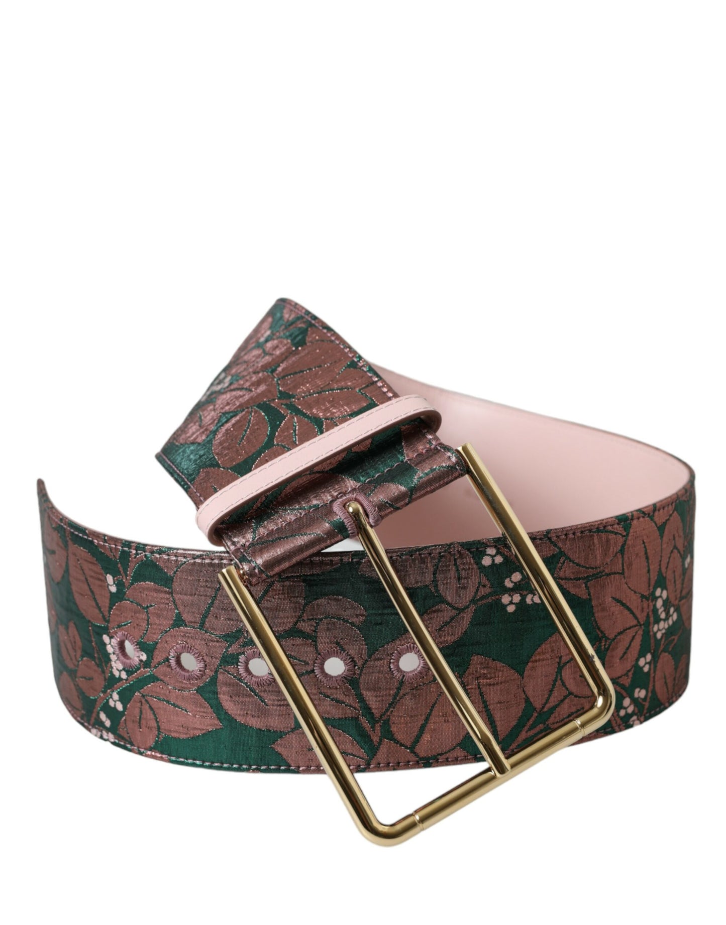 Ceinture Dolce & Gabbana en jacquard floral multicolore et lurex avec boucle dorée