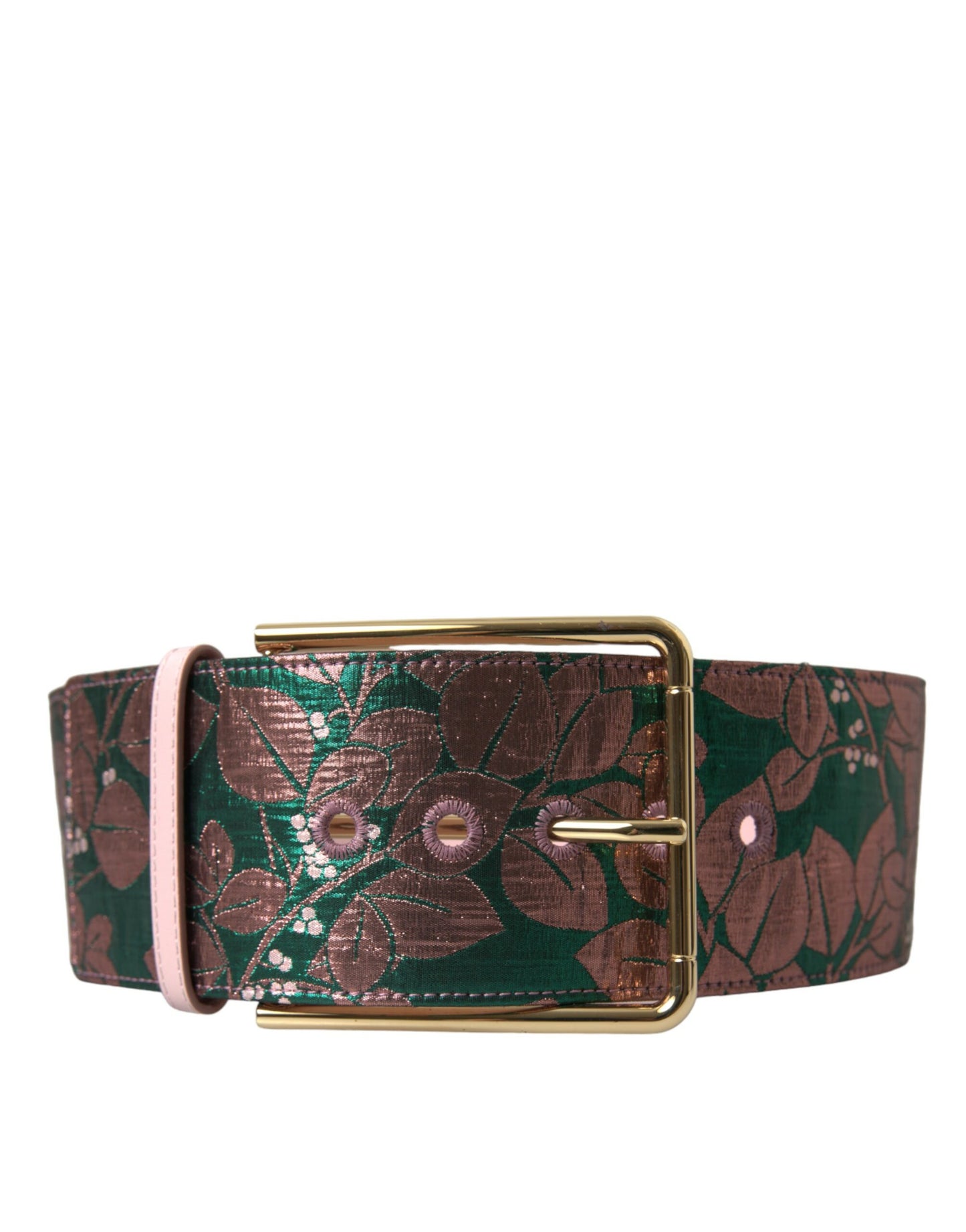 Ceinture Dolce & Gabbana en jacquard floral multicolore et lurex avec boucle dorée