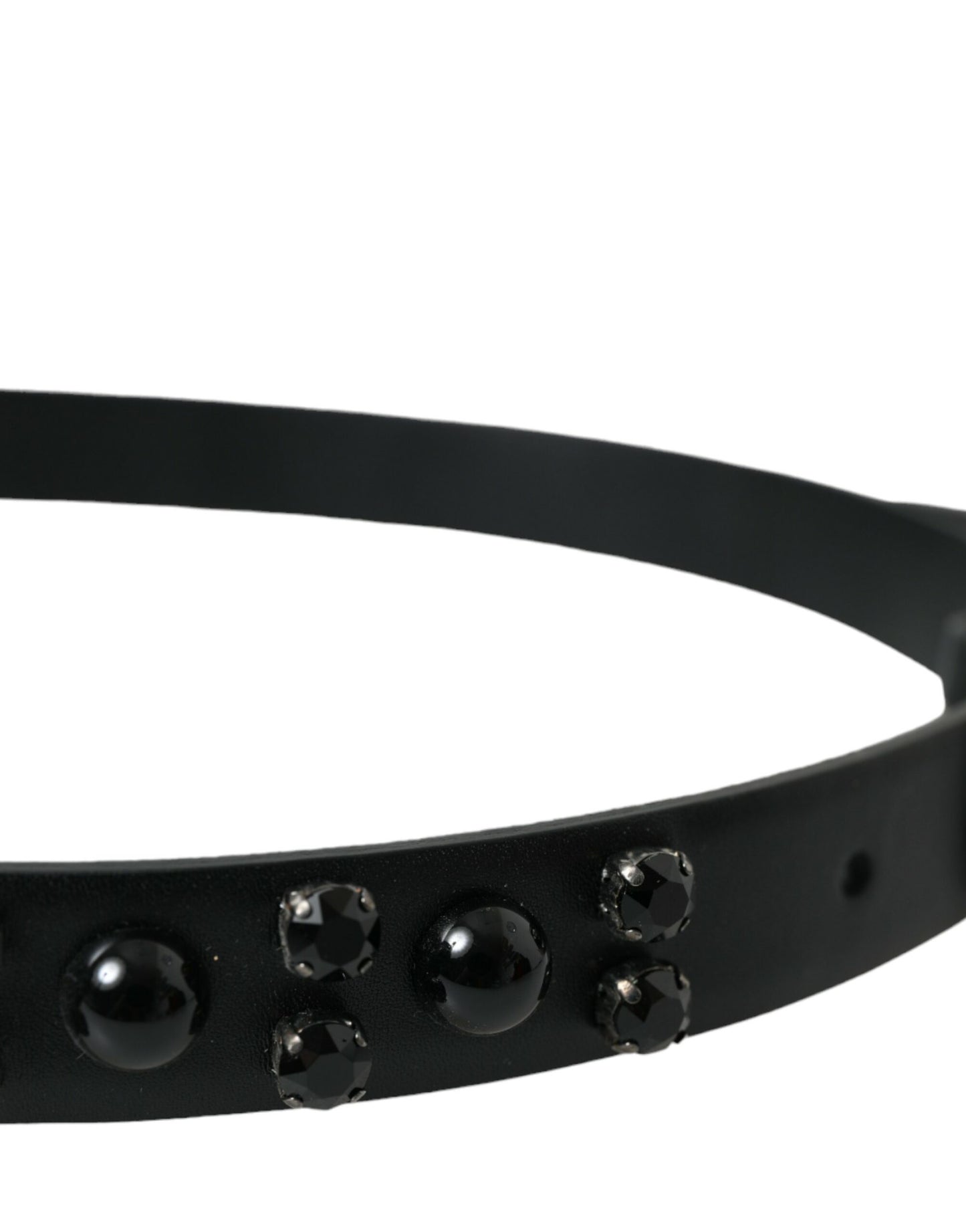 Ceinture Dolce & Gabbana en cuir noir orné avec boucle gravée