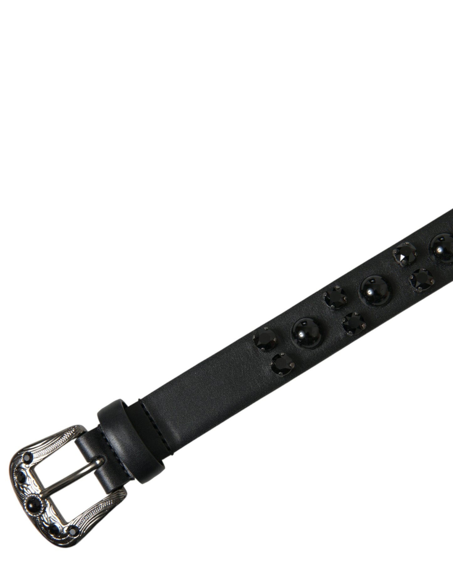 Ceinture Dolce & Gabbana en cuir noir orné avec boucle gravée