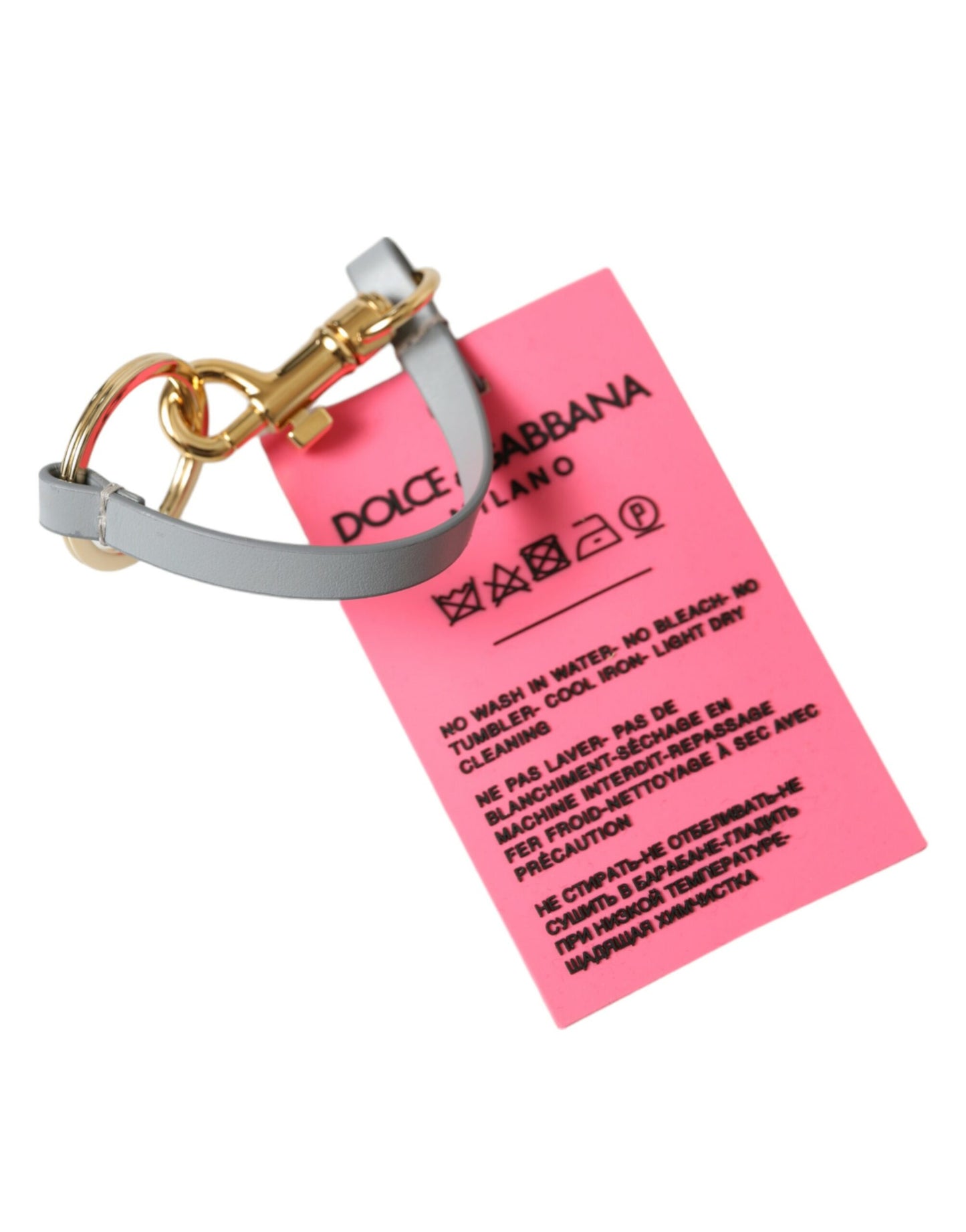 Porte-clés Dolce & Gabbana en silicone rose avec logo DG et laiton doré