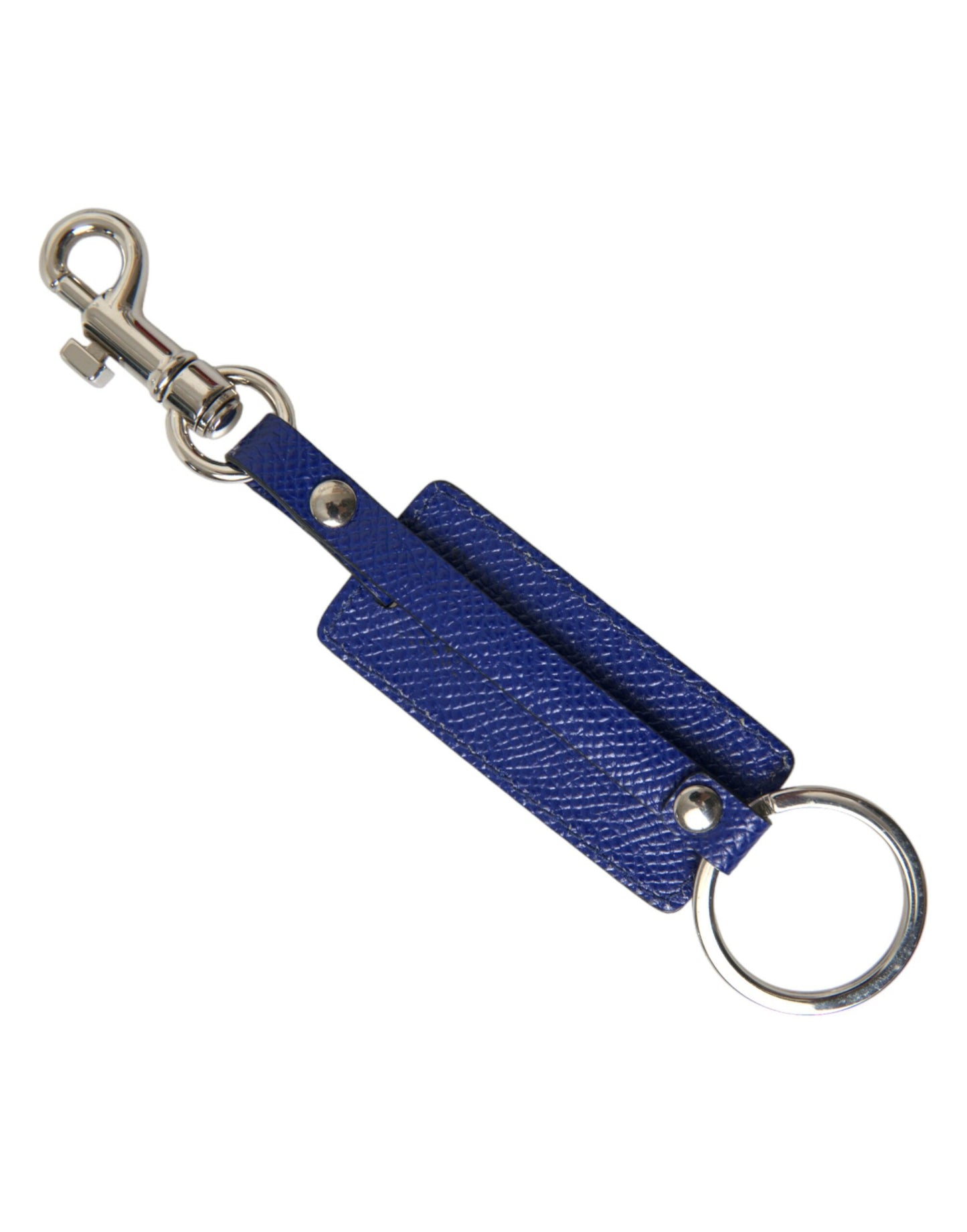 Porte-clés Dolce & Gabbana en cuir de veau bleu avec logo DG en laiton argenté