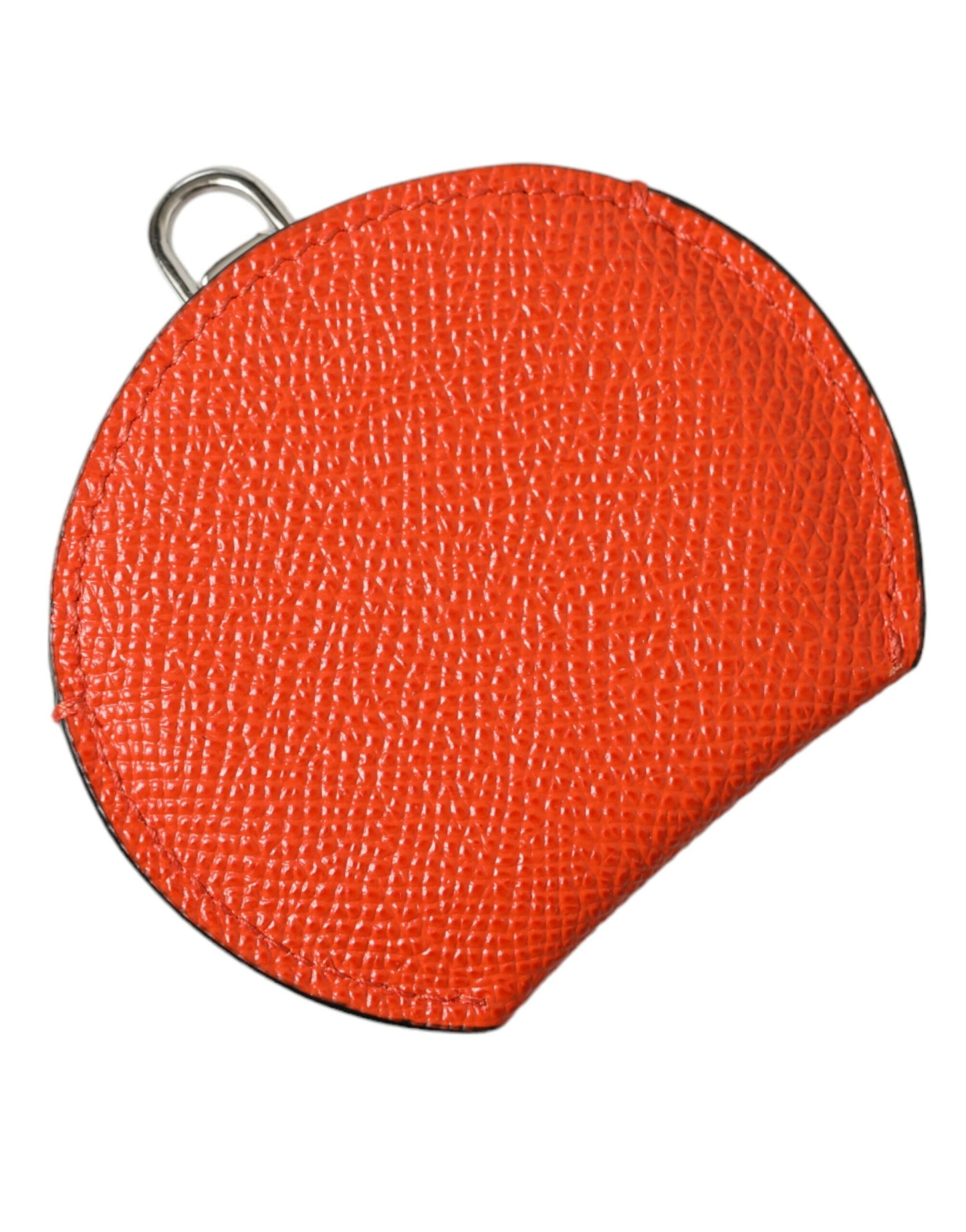 Dolce & Gabbana – Handspiegelhalter aus orangefarbenem Kalbsleder mit rundem Logo
