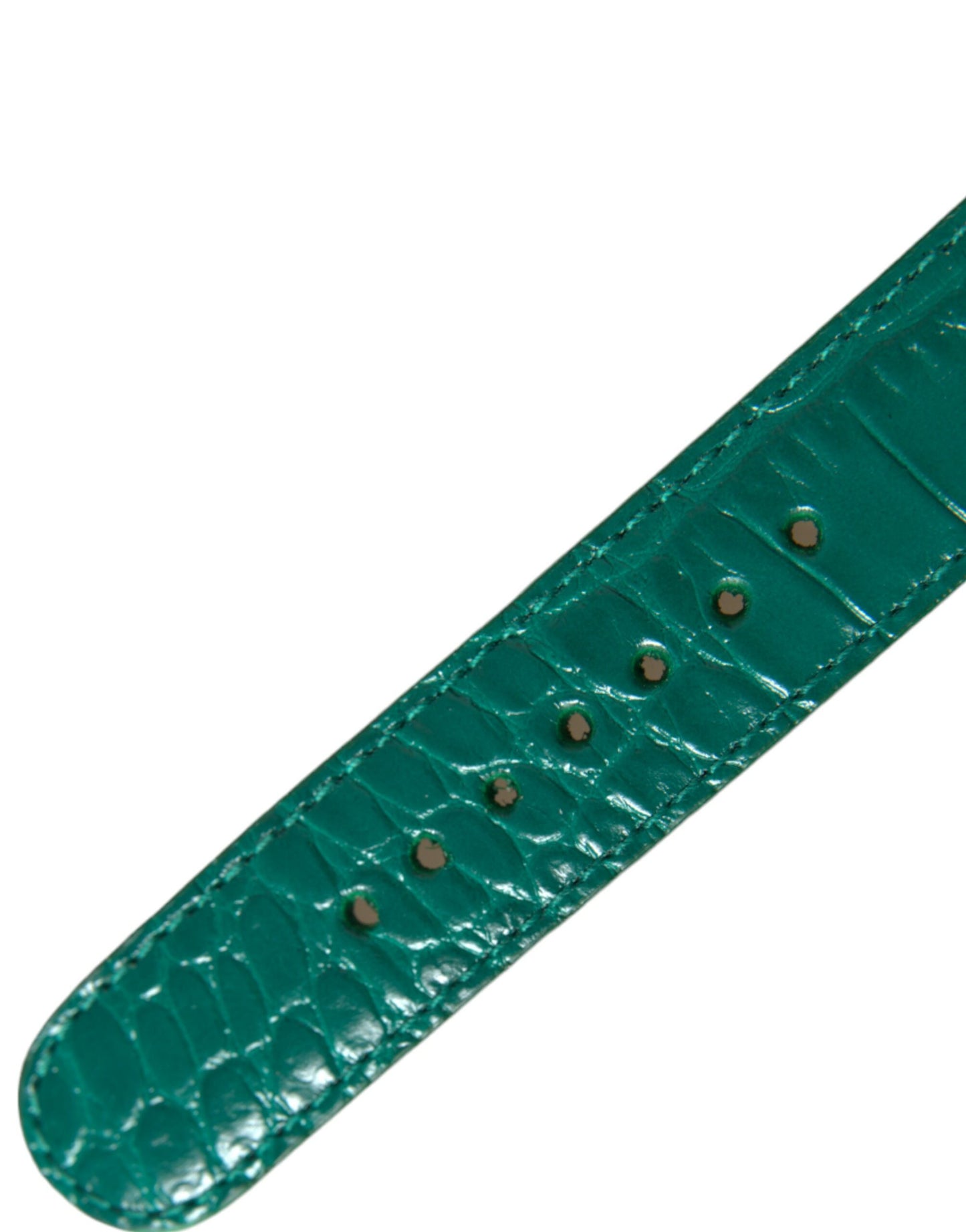 Collier Dolce & Gabbana en cuir texturé vert avec boucle en métal doré