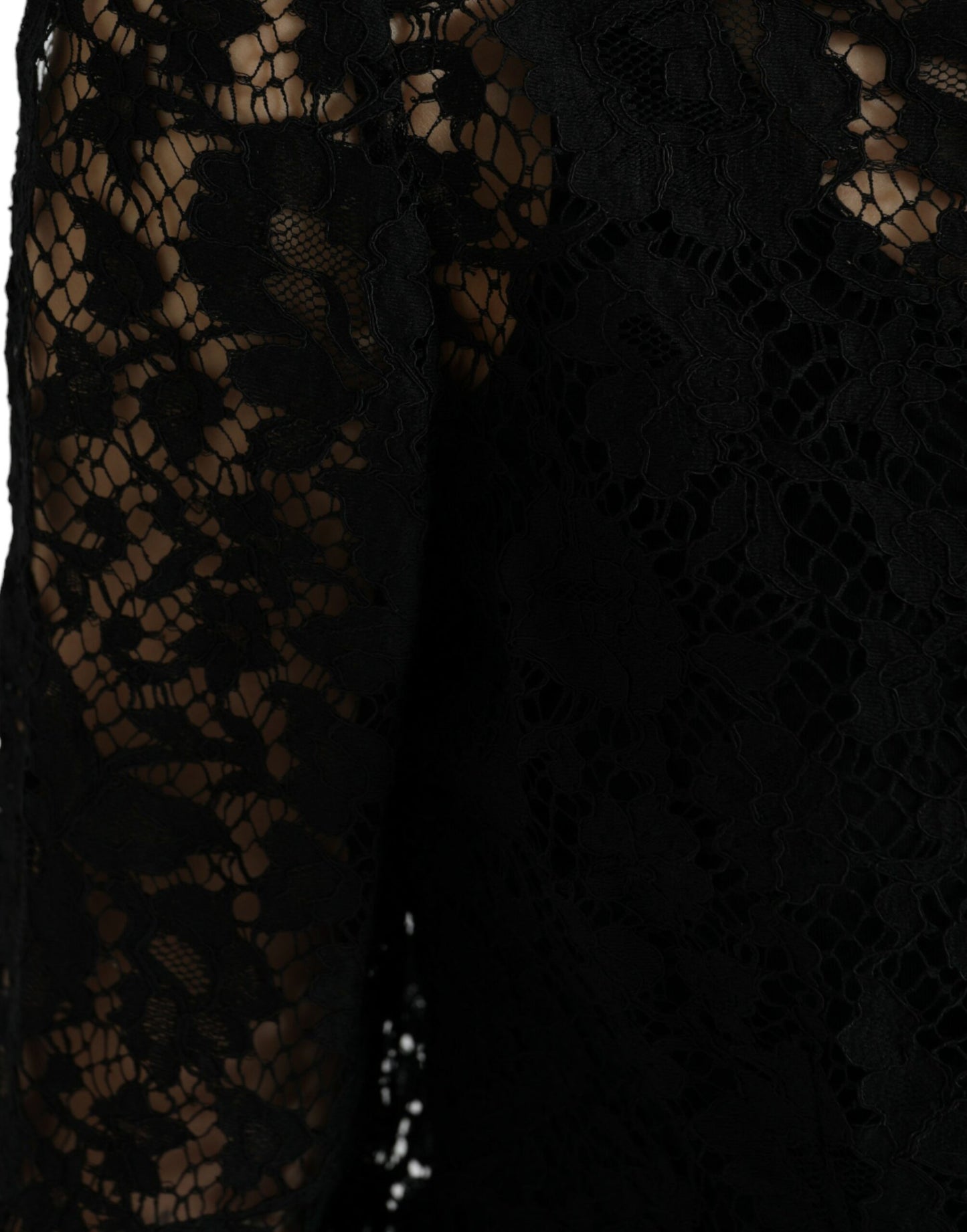 Chemisier à manches longues en dentelle florale noire Dolce & Gabbana
