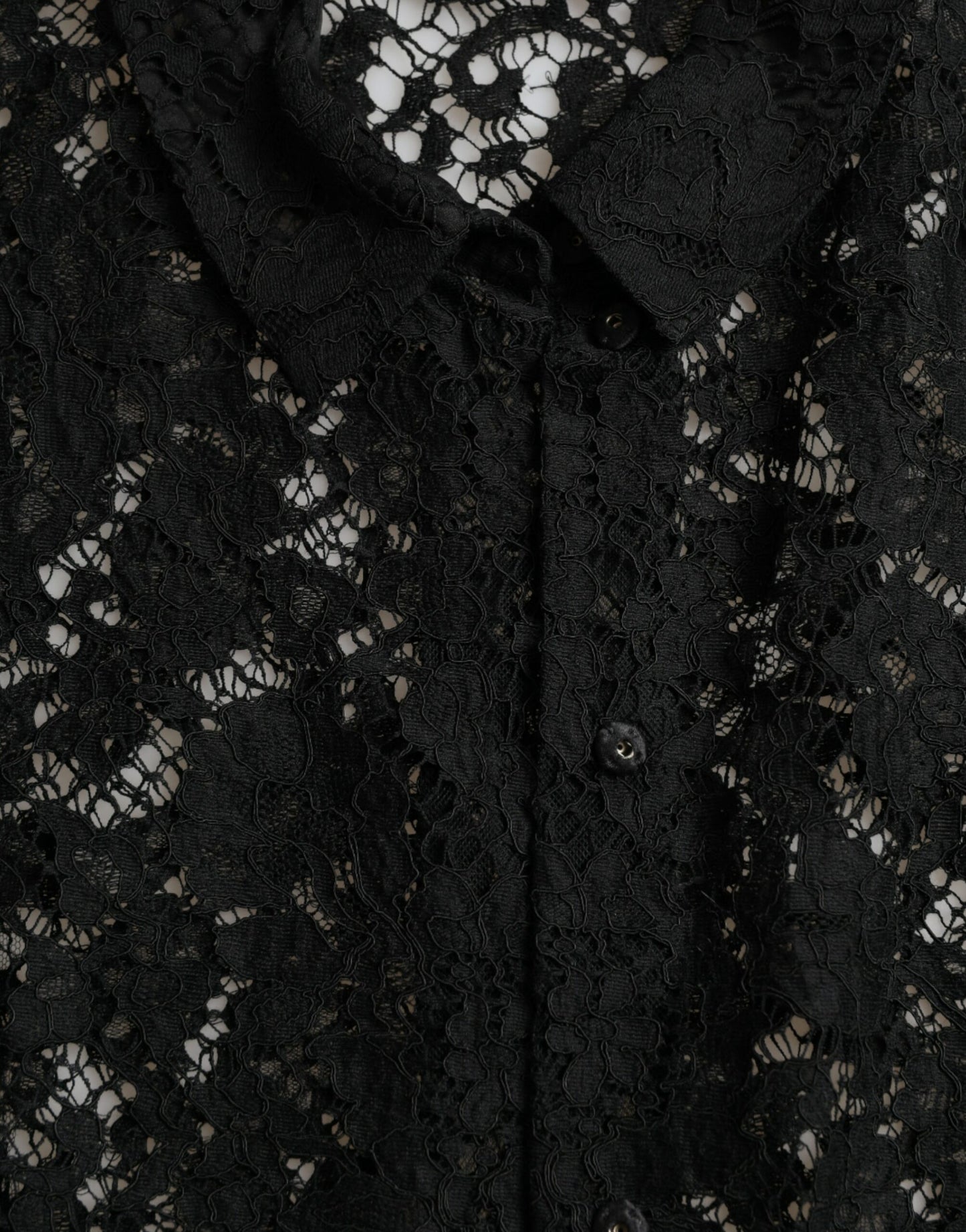 Chemisier à manches longues en dentelle florale noire Dolce & Gabbana