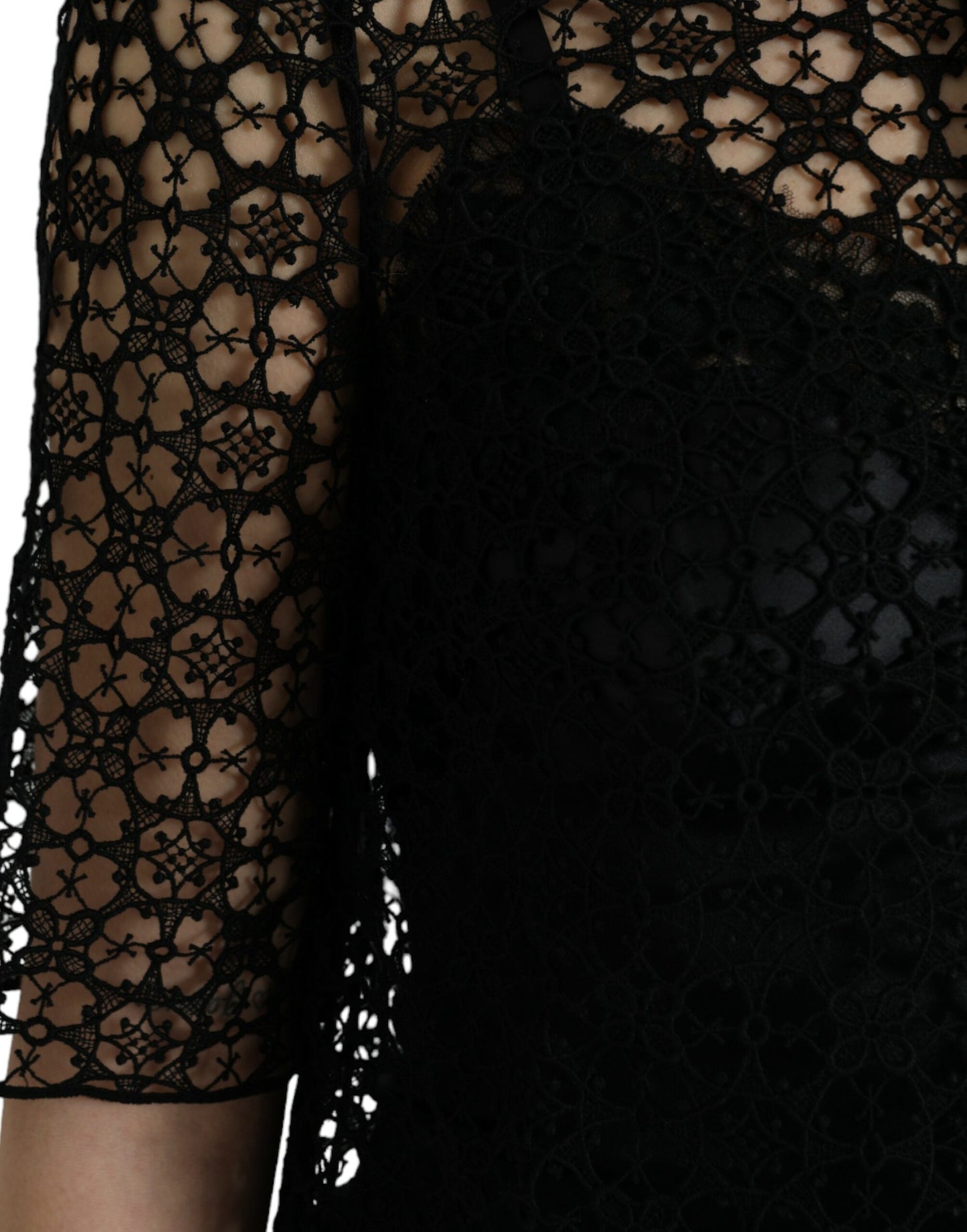Chemisier à manches courtes en dentelle florale noire Dolce & Gabbana