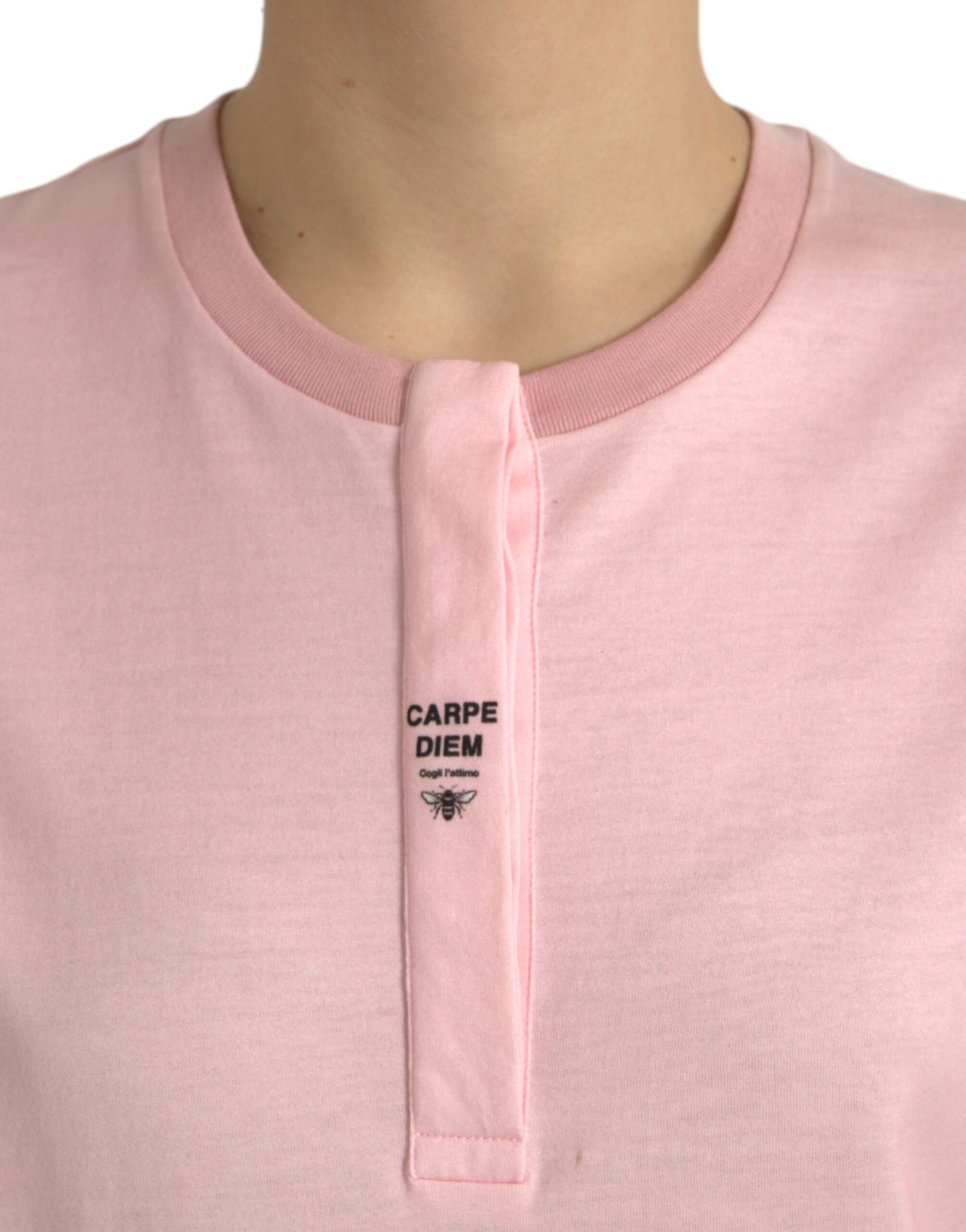 Dolce & Gabbana – Rosafarbenes T-Shirt aus Baumwolle mit kurzen Ärmeln und Blumendruck