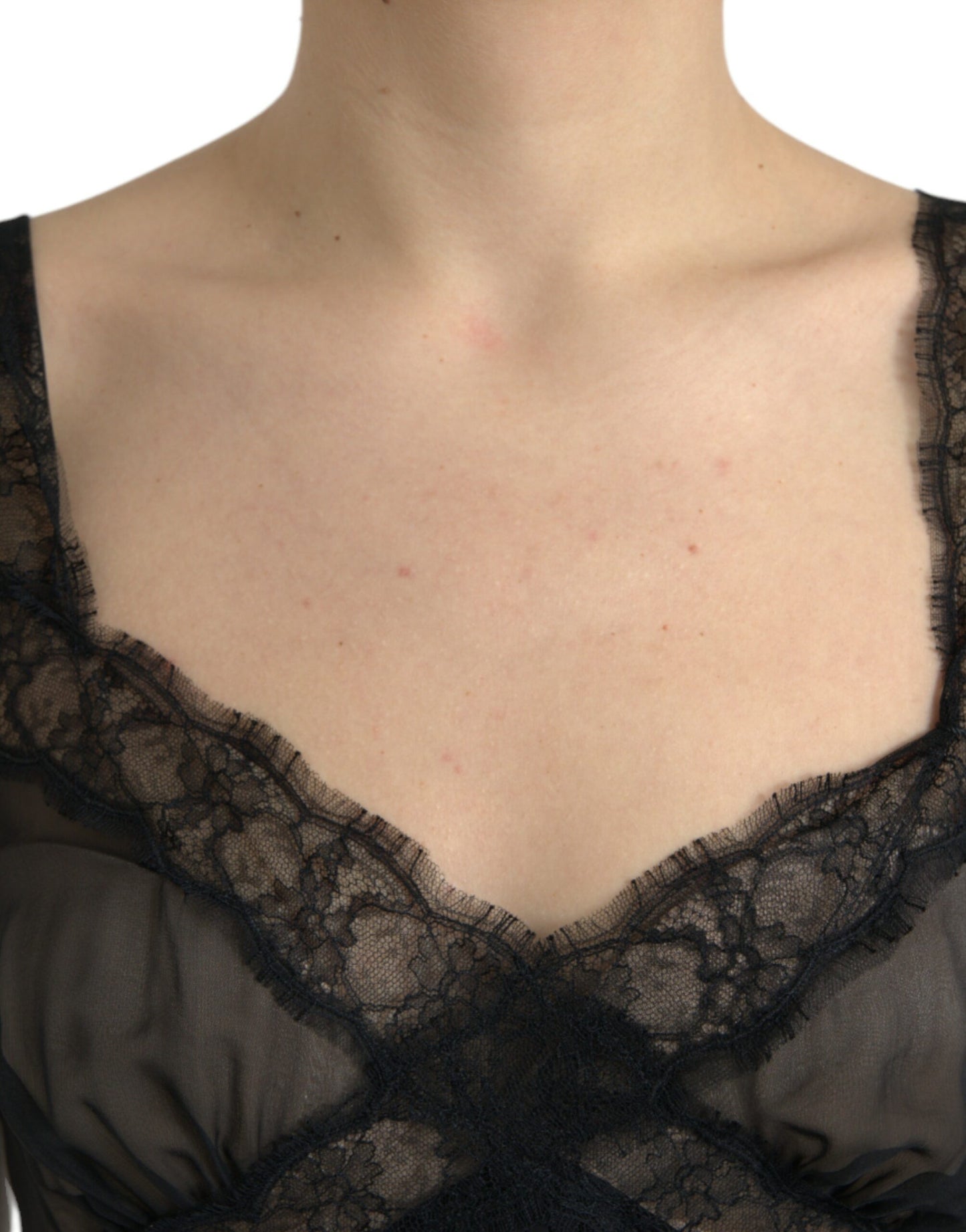 Mini-robe en mousseline de soie plissée noire Dolce & Gabbana