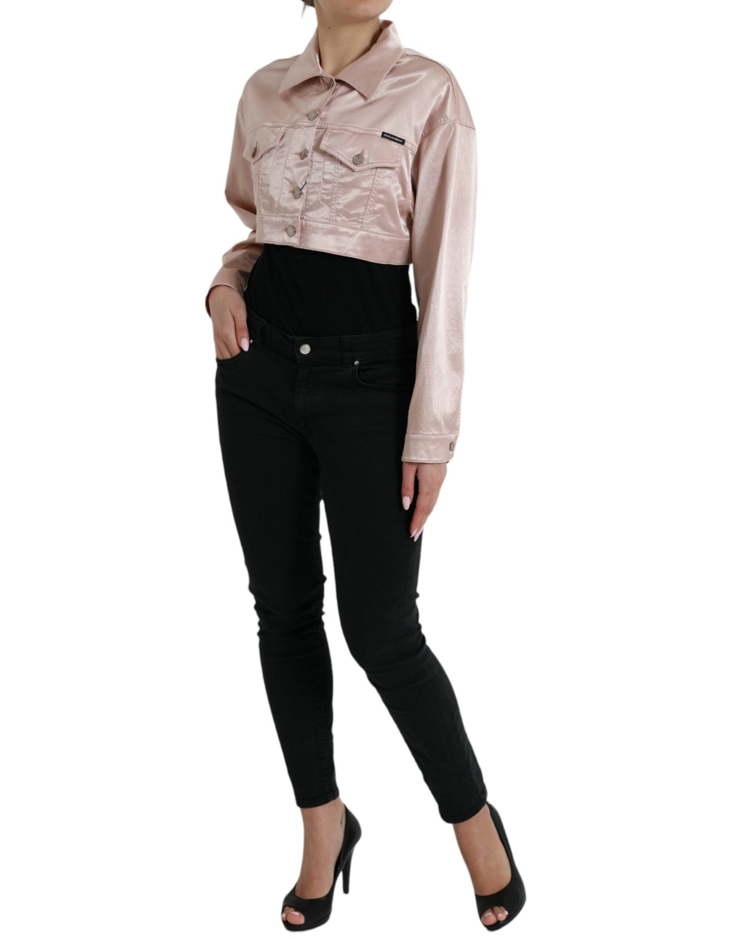 Veste courte à col extensible en coton rose Dolce & Gabbana