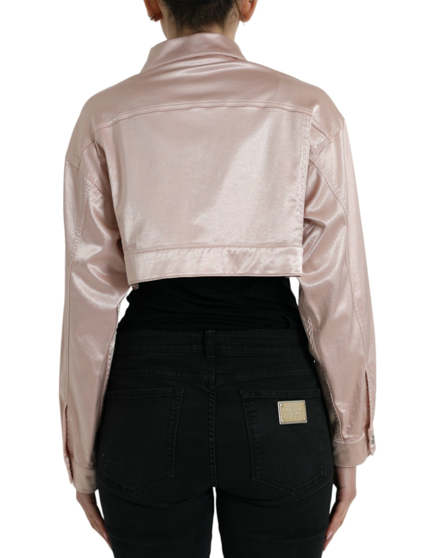 Veste courte à col extensible en coton rose Dolce & Gabbana