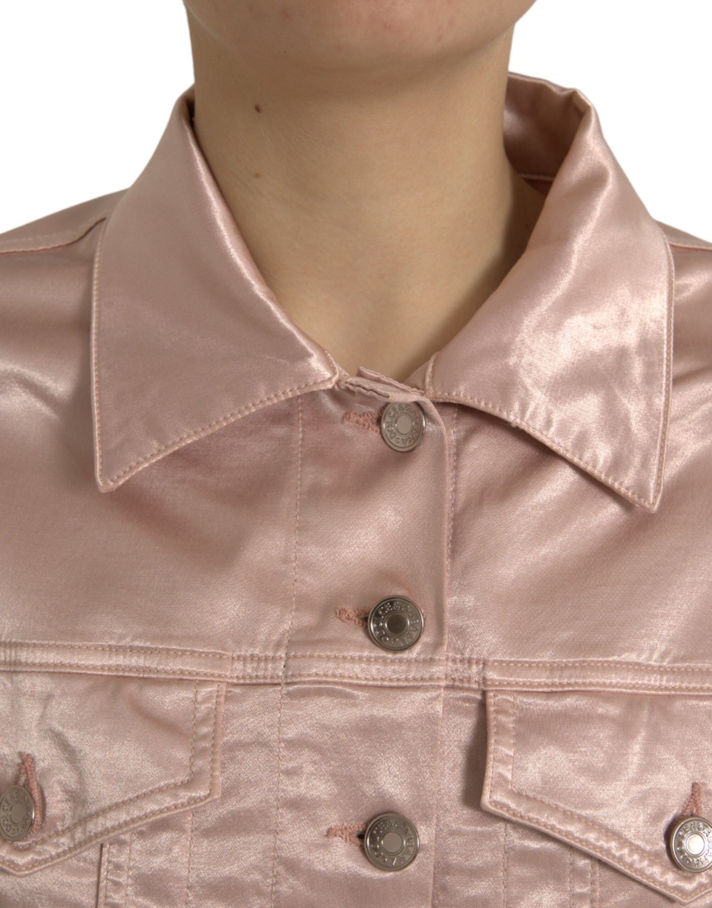 Veste courte à col extensible en coton rose Dolce & Gabbana