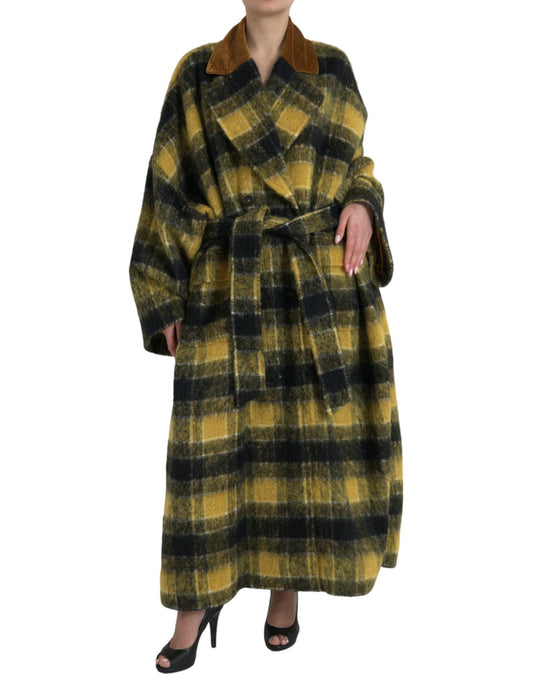 Dolce & Gabbana - Manteau à manches longues à carreaux jaunes