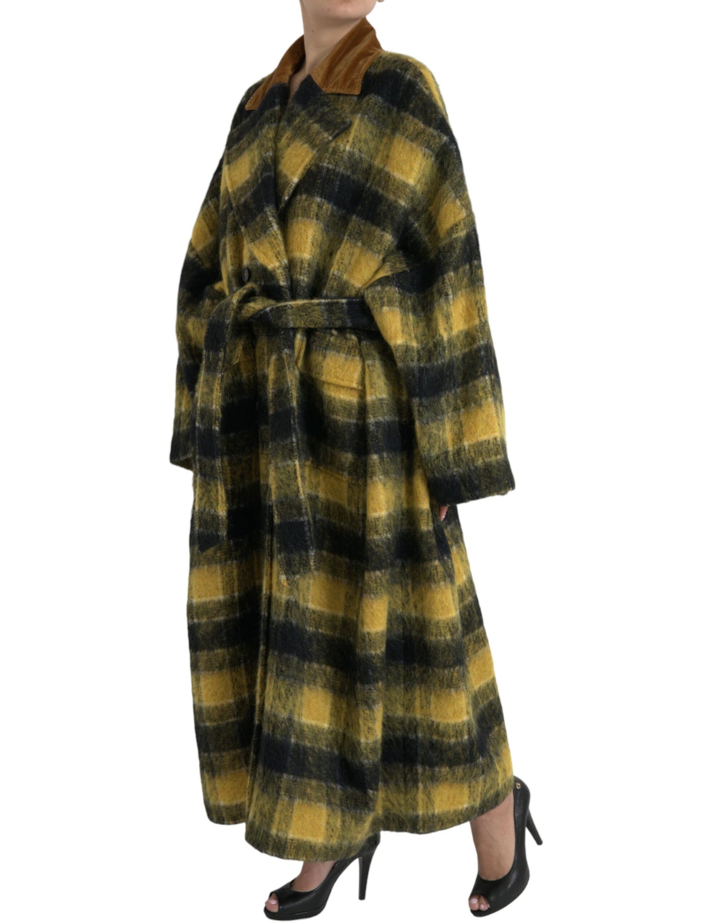 Dolce & Gabbana - Manteau à manches longues à carreaux jaunes