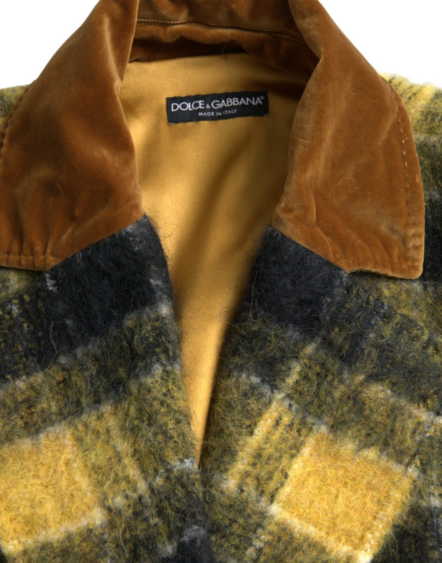Dolce & Gabbana - Manteau à manches longues à carreaux jaunes