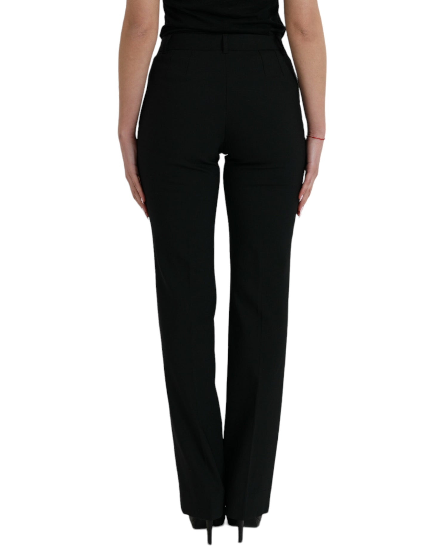 Pantalon fuselé taille moyenne en laine noire Dolce & Gabbana