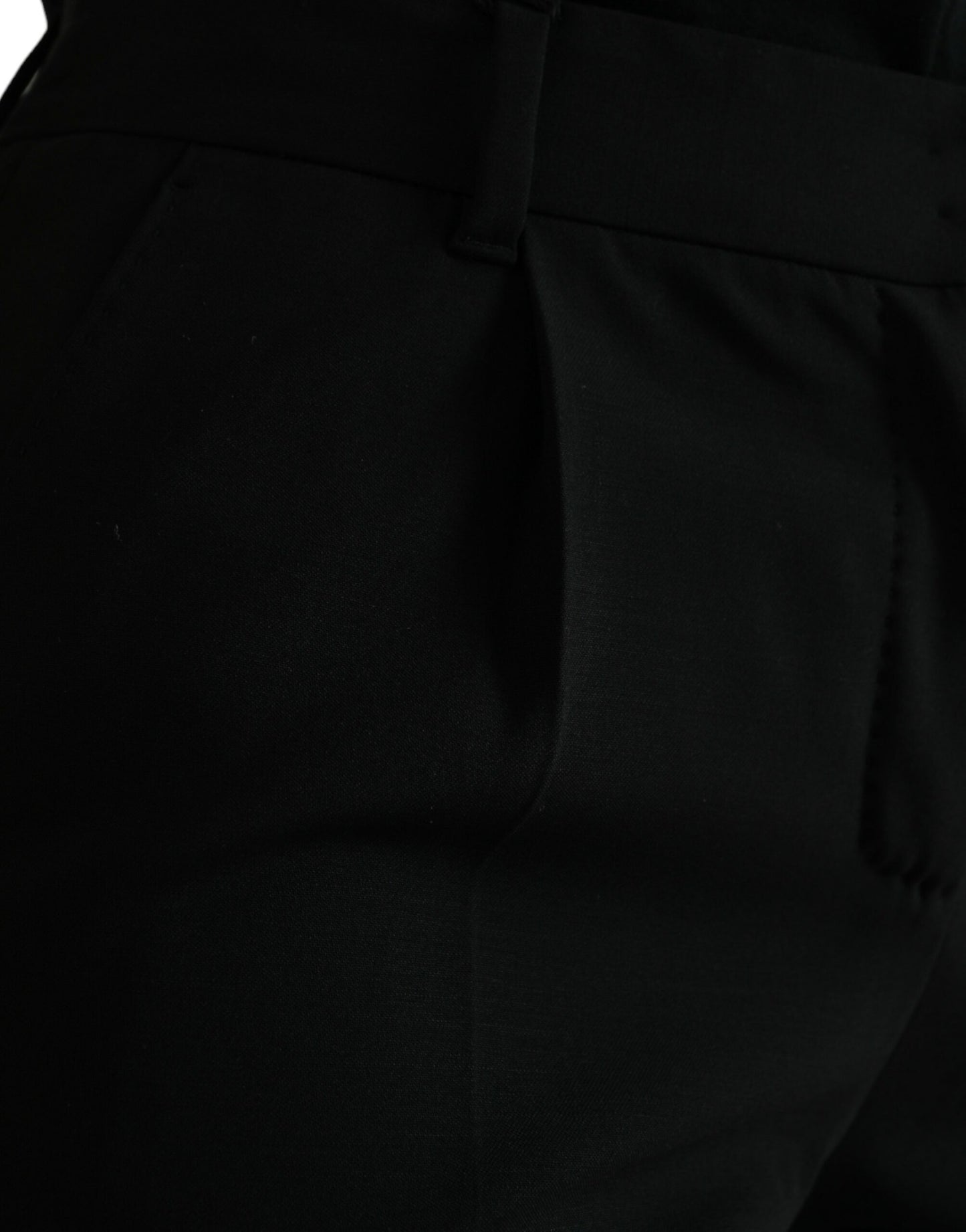 Pantalon fuselé taille moyenne en laine noire Dolce & Gabbana