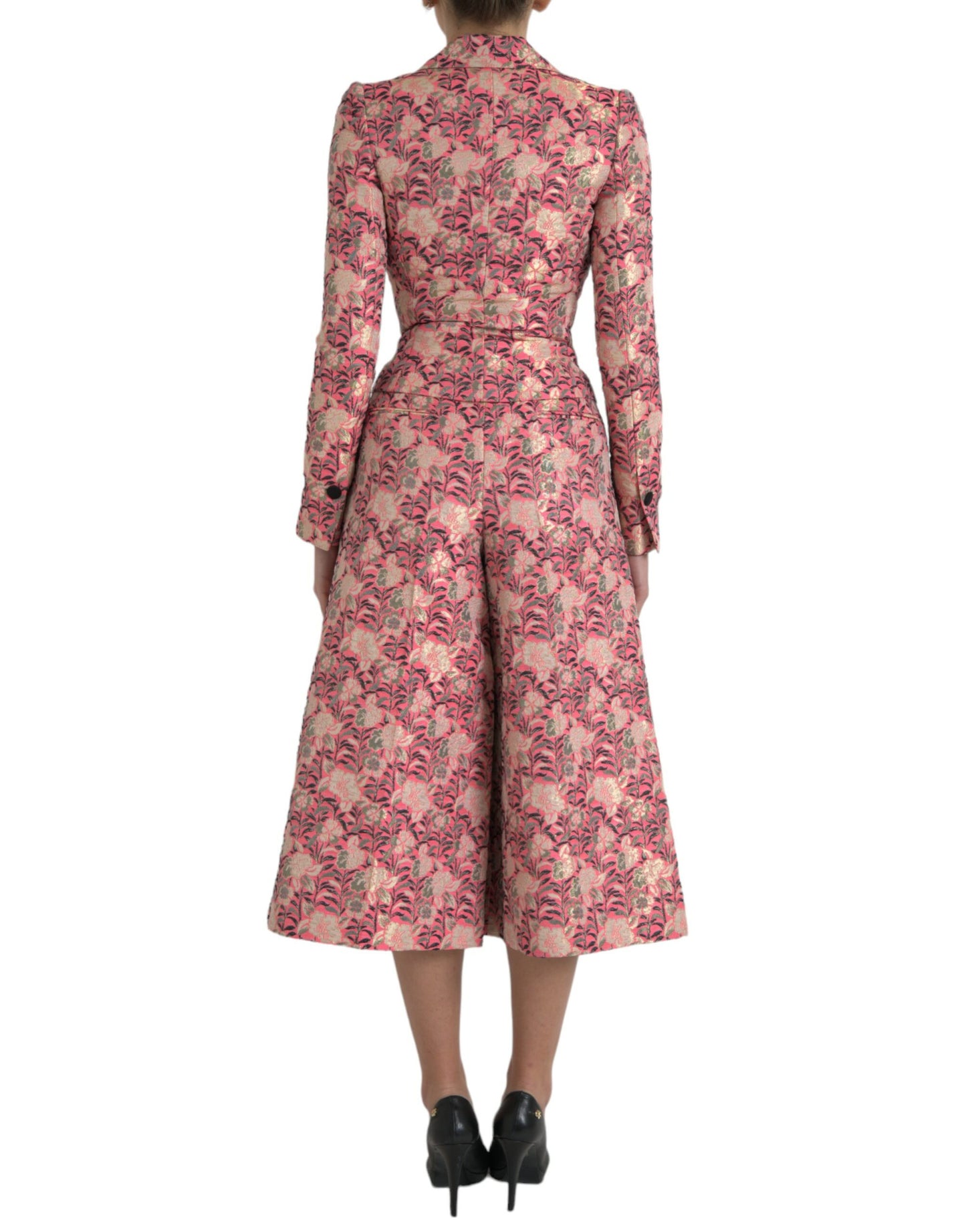 Dolce & Gabbana – Zweiteiliger Slim-Fit-Anzug aus rosa Jacquard mit Blumenmuster