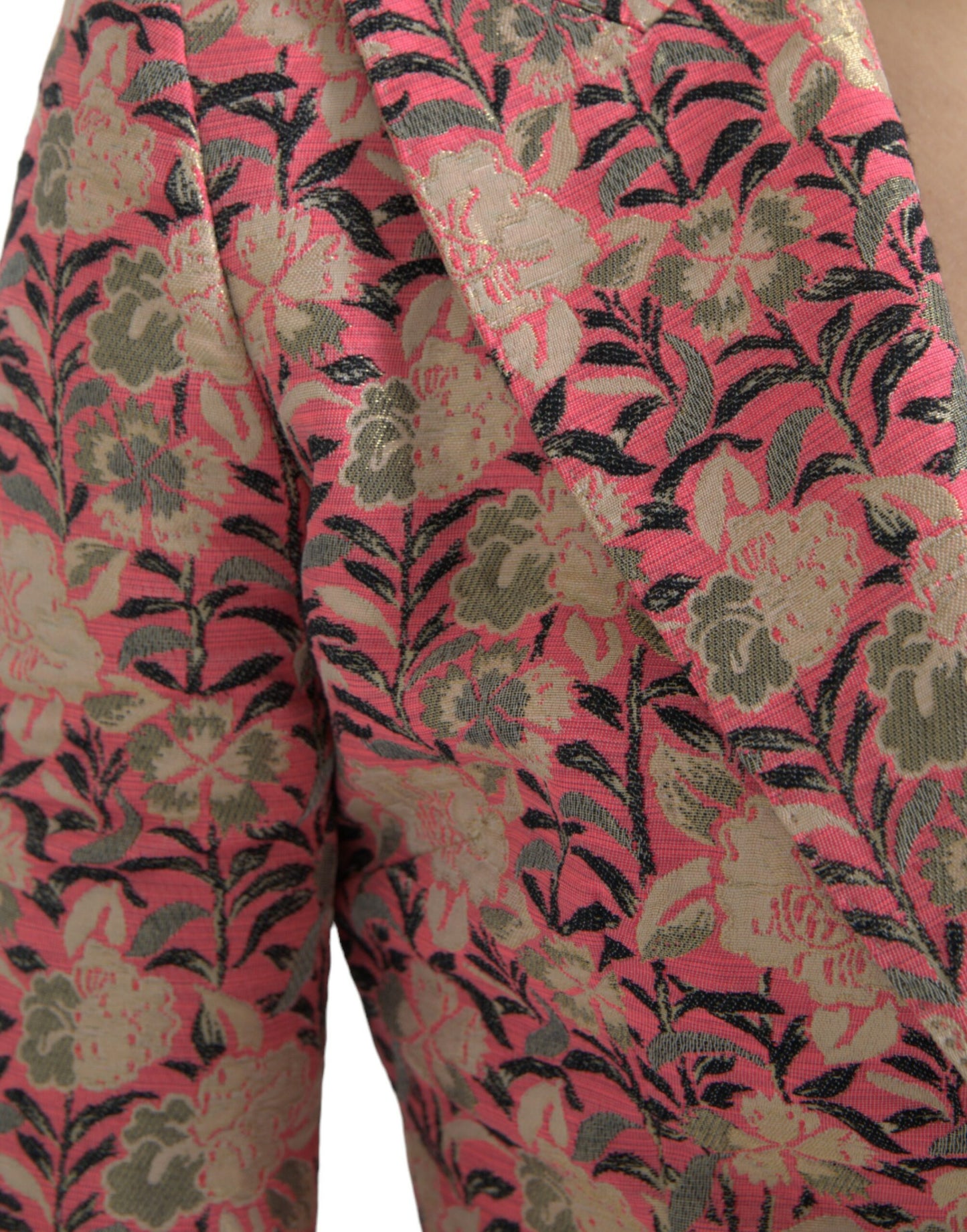 Dolce & Gabbana – Zweiteiliger Slim-Fit-Anzug aus rosa Jacquard mit Blumenmuster
