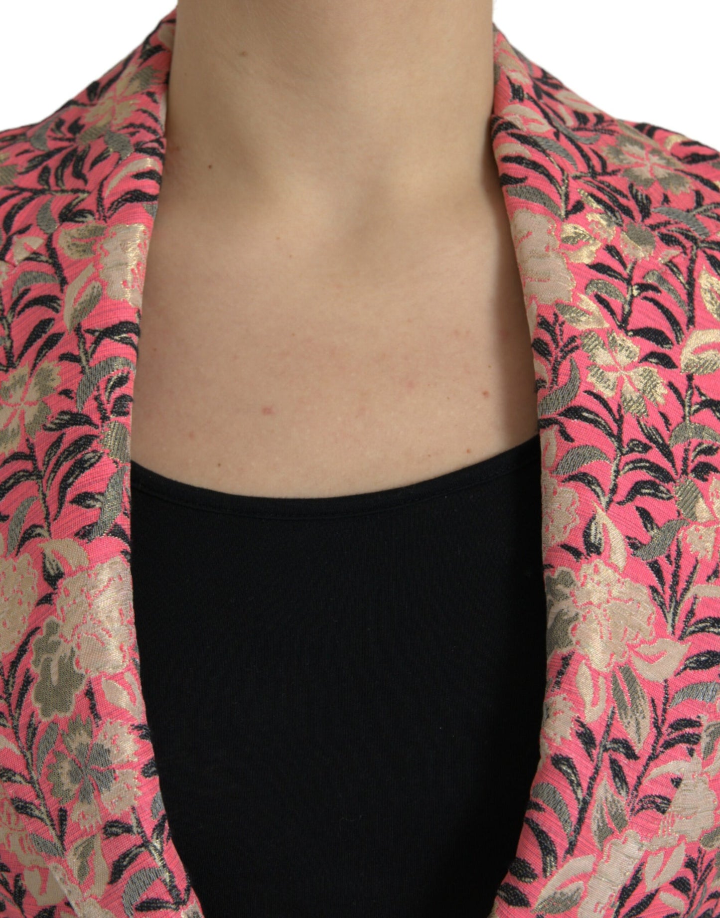 Dolce & Gabbana – Zweiteiliger Slim-Fit-Anzug aus rosa Jacquard mit Blumenmuster