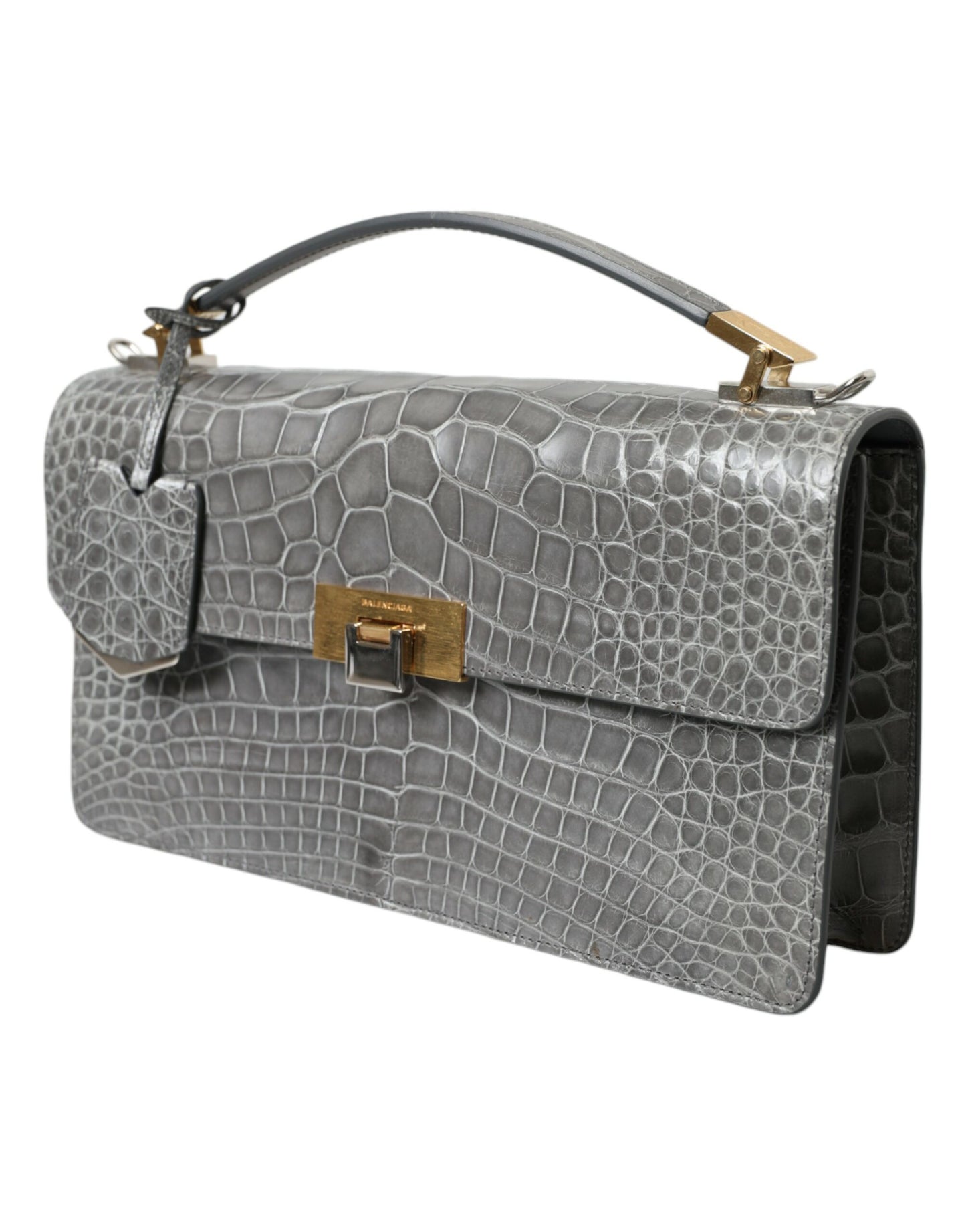 Sac à main Balenciaga en cuir exotique gris de taille moyenne
