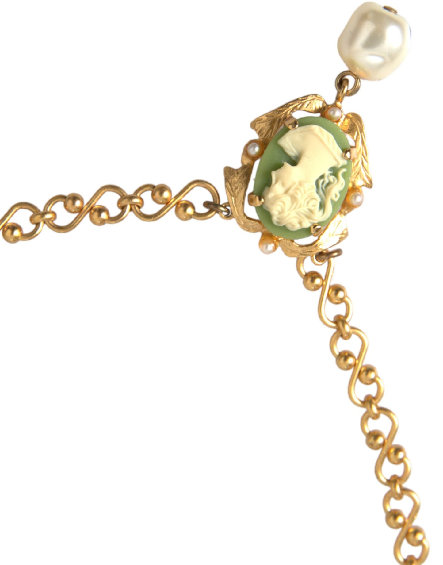 Collier Dolce & Gabbana avec pendentif en perles et chaîne en laiton doré