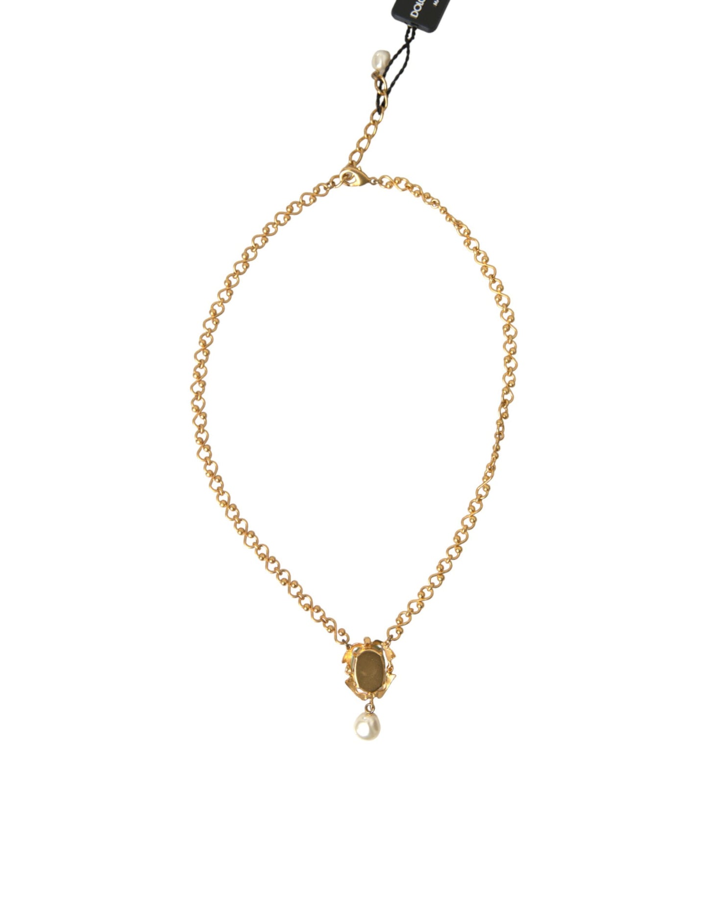 Collier Dolce & Gabbana avec pendentif en perles et chaîne en laiton doré