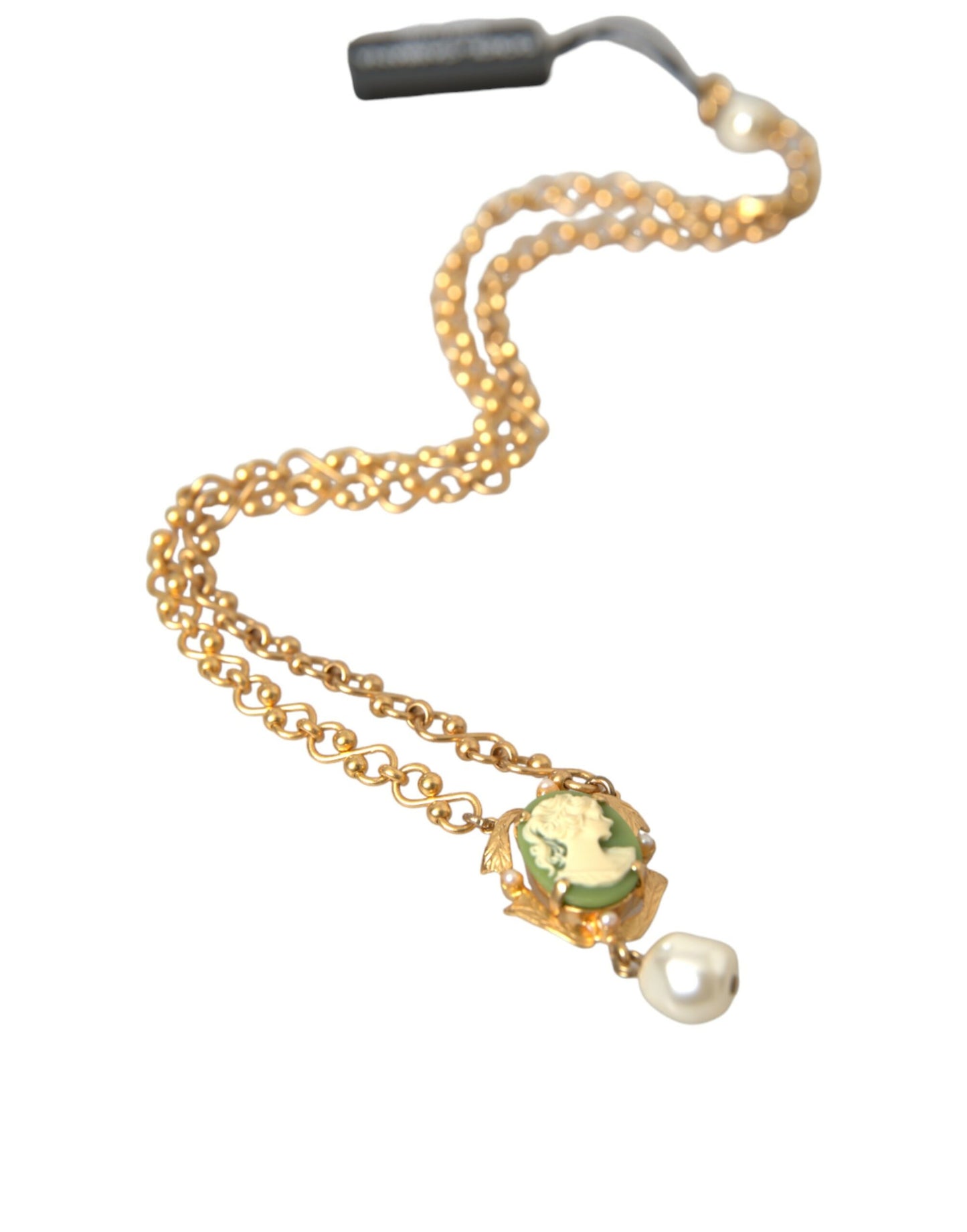 Collier Dolce & Gabbana avec pendentif en perles et chaîne en laiton doré