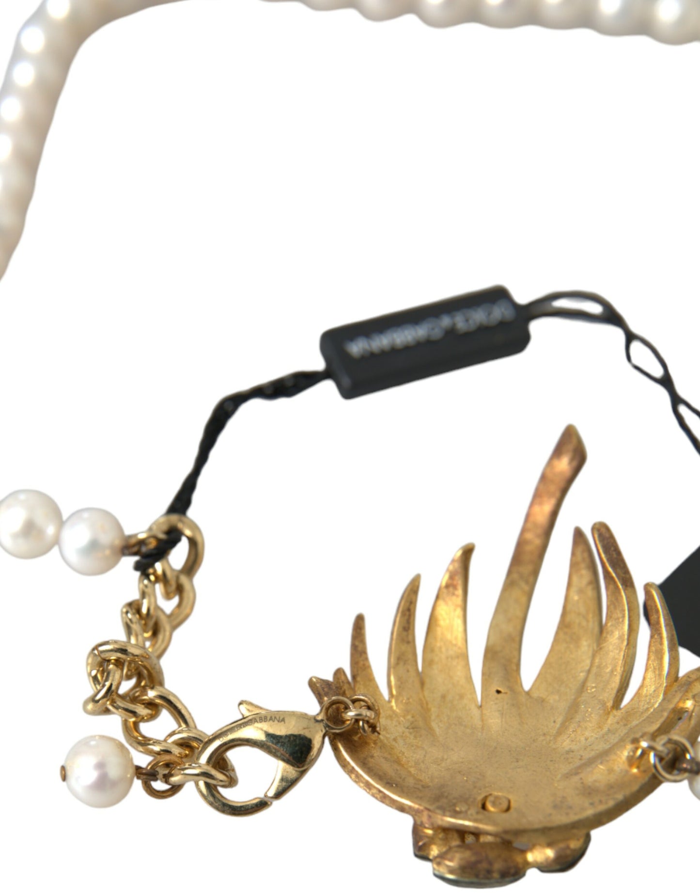 Collier Dolce & Gabbana avec pendentif arbre en laiton doré et perles de cristal