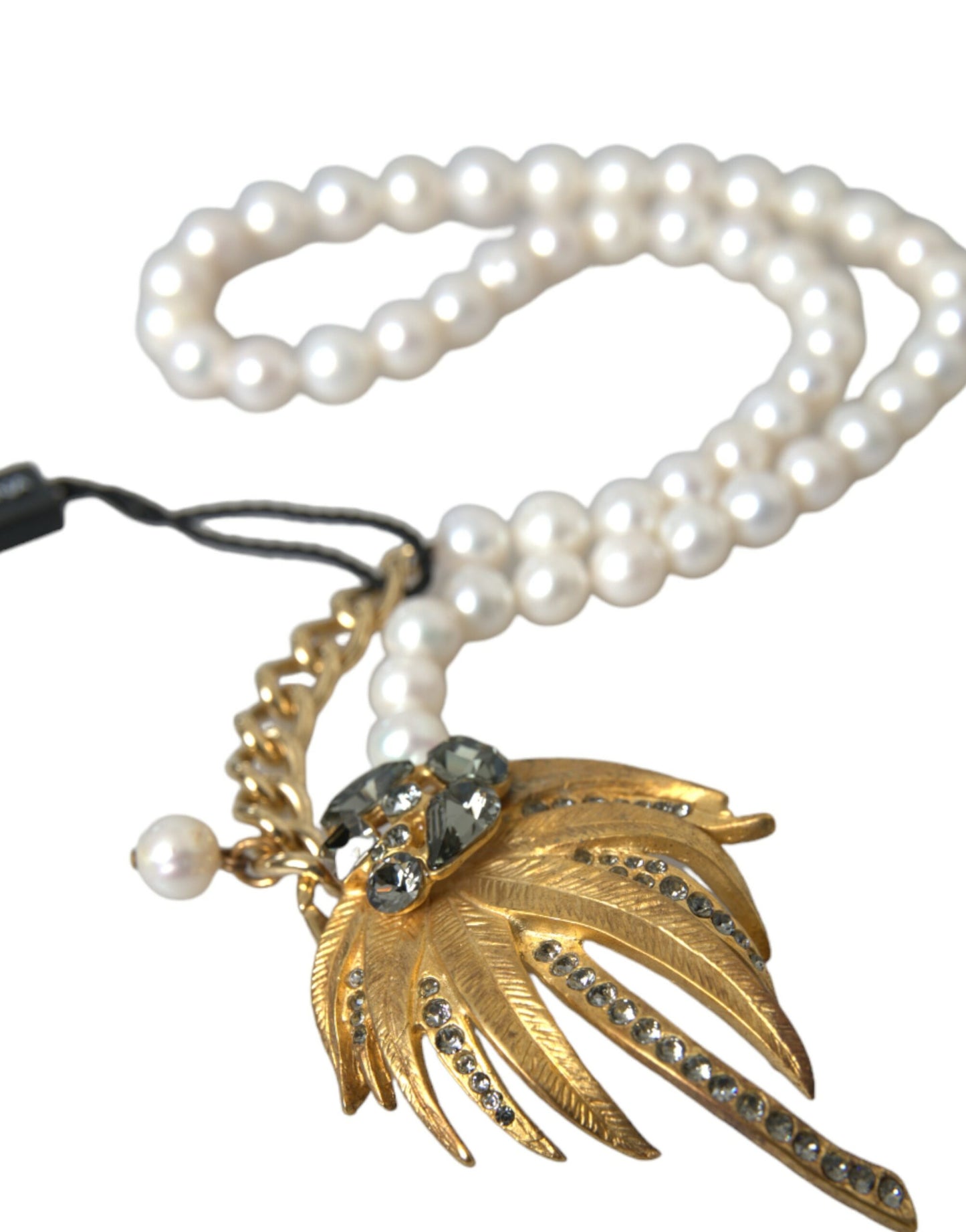 Collier Dolce & Gabbana avec pendentif arbre en laiton doré et perles de cristal