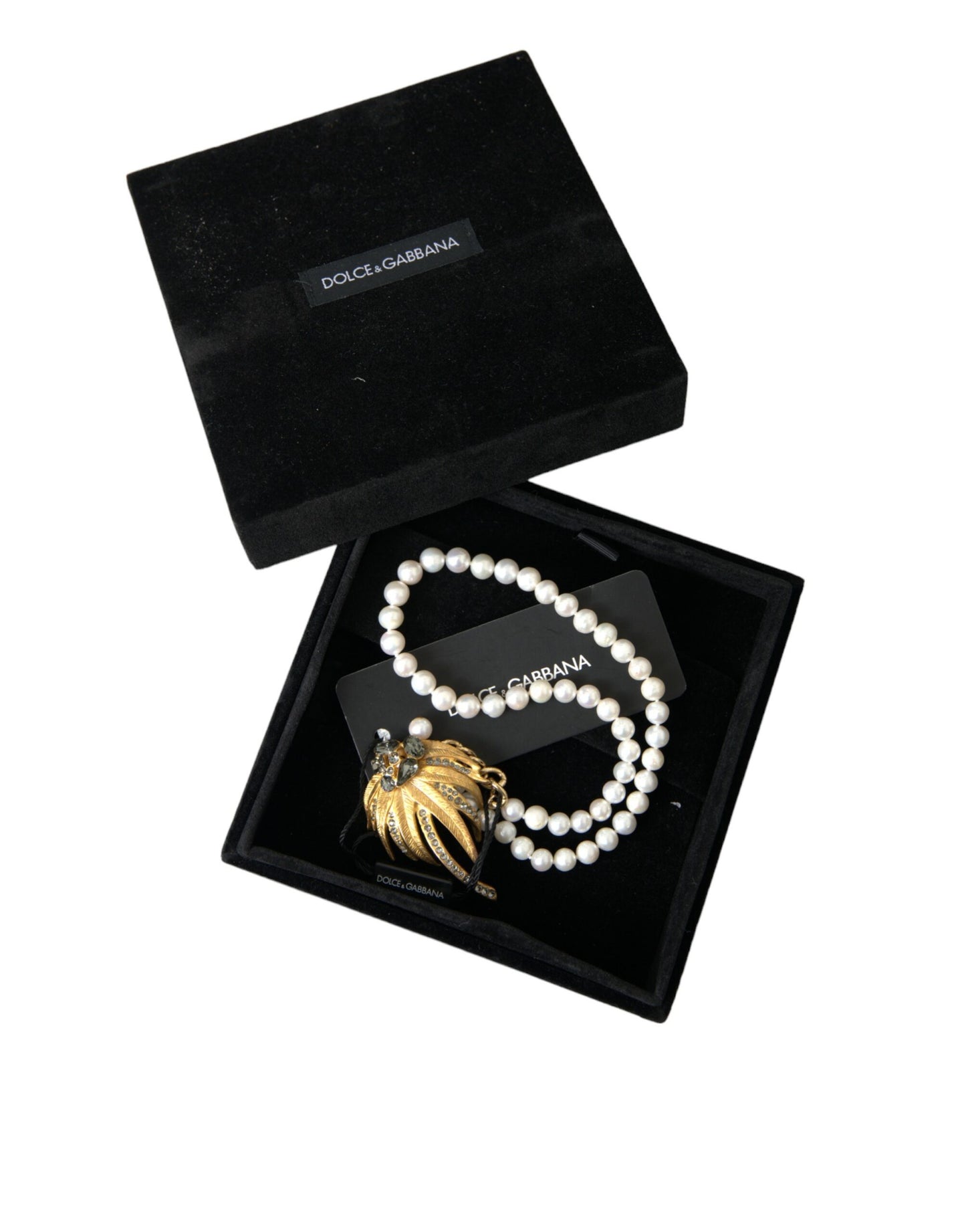 Collier Dolce & Gabbana avec pendentif arbre en laiton doré et perles de cristal