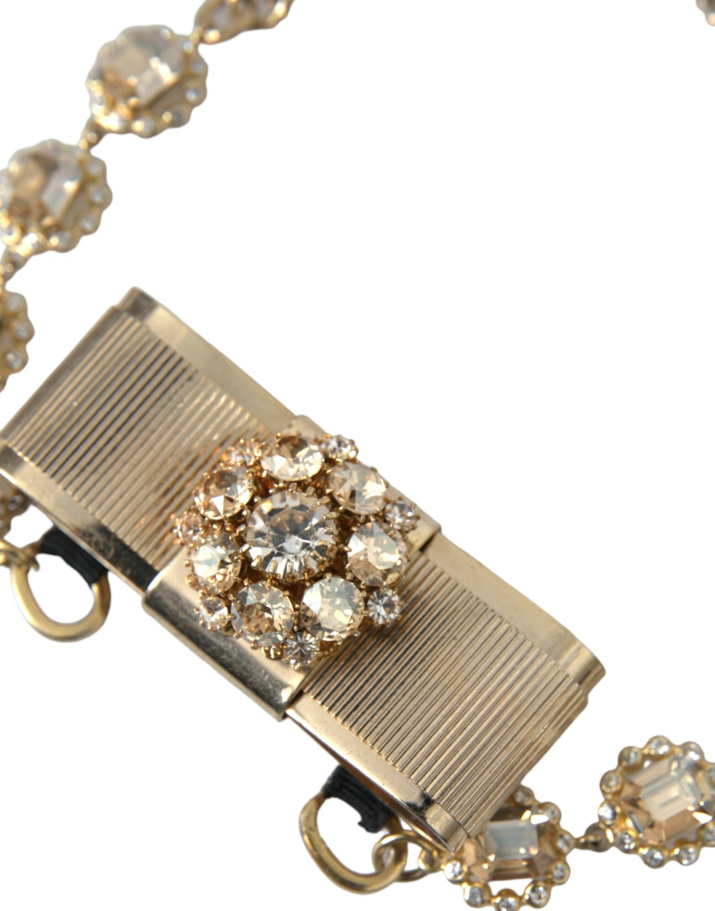 Collier ras du cou Dolce & Gabbana en laiton doré et cristal transparent