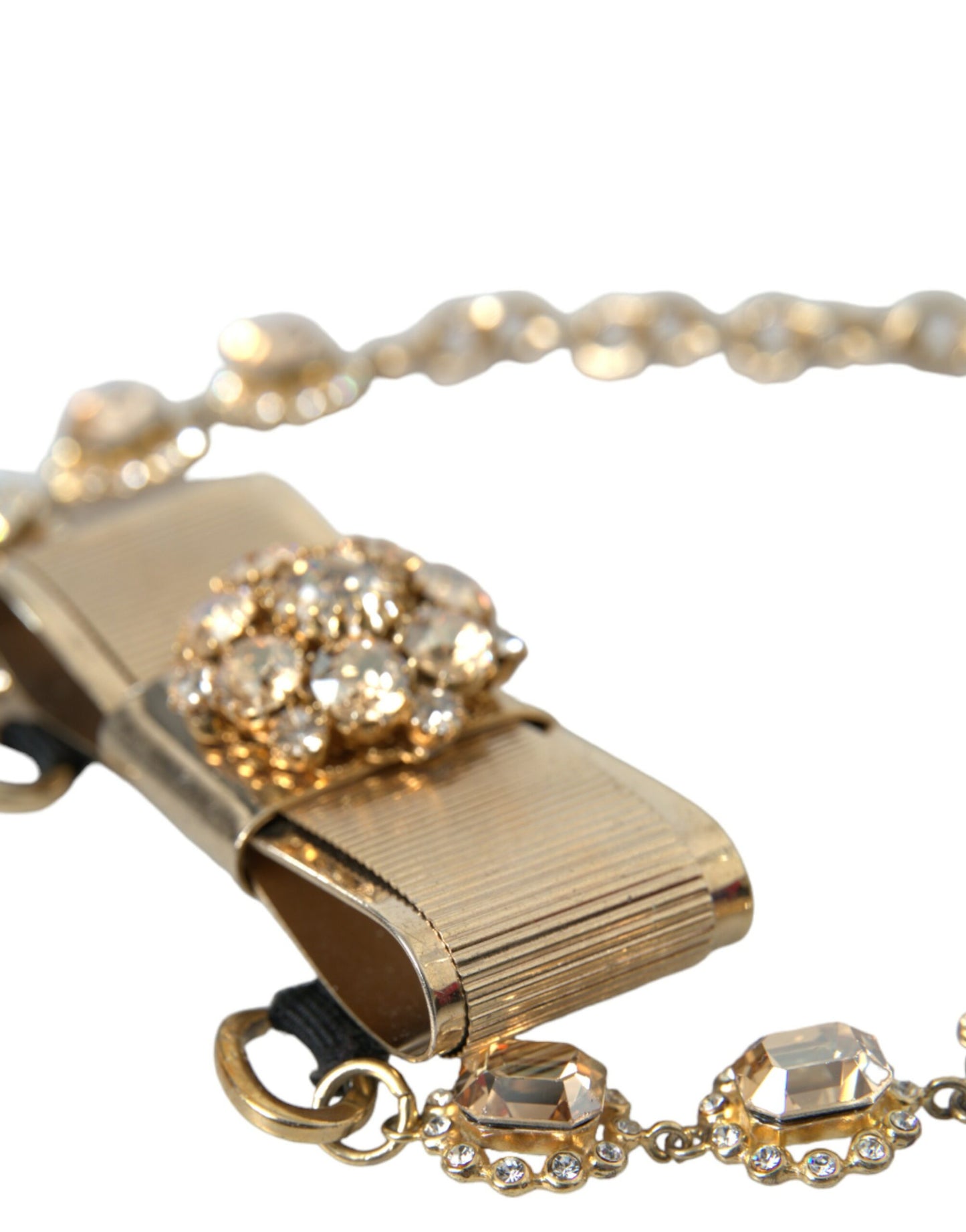 Collier ras du cou Dolce & Gabbana en laiton doré et cristal transparent