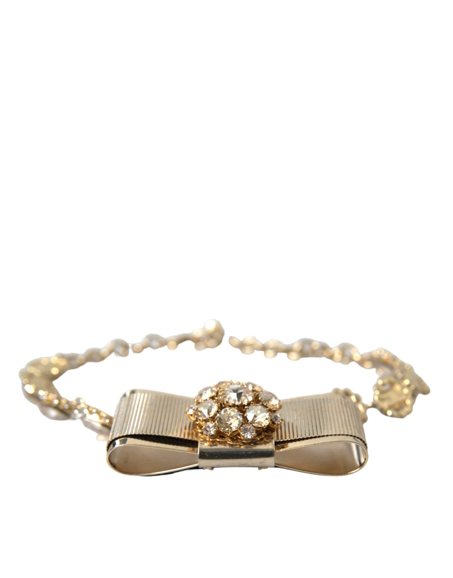 Collier ras du cou Dolce & Gabbana en laiton doré et cristal transparent