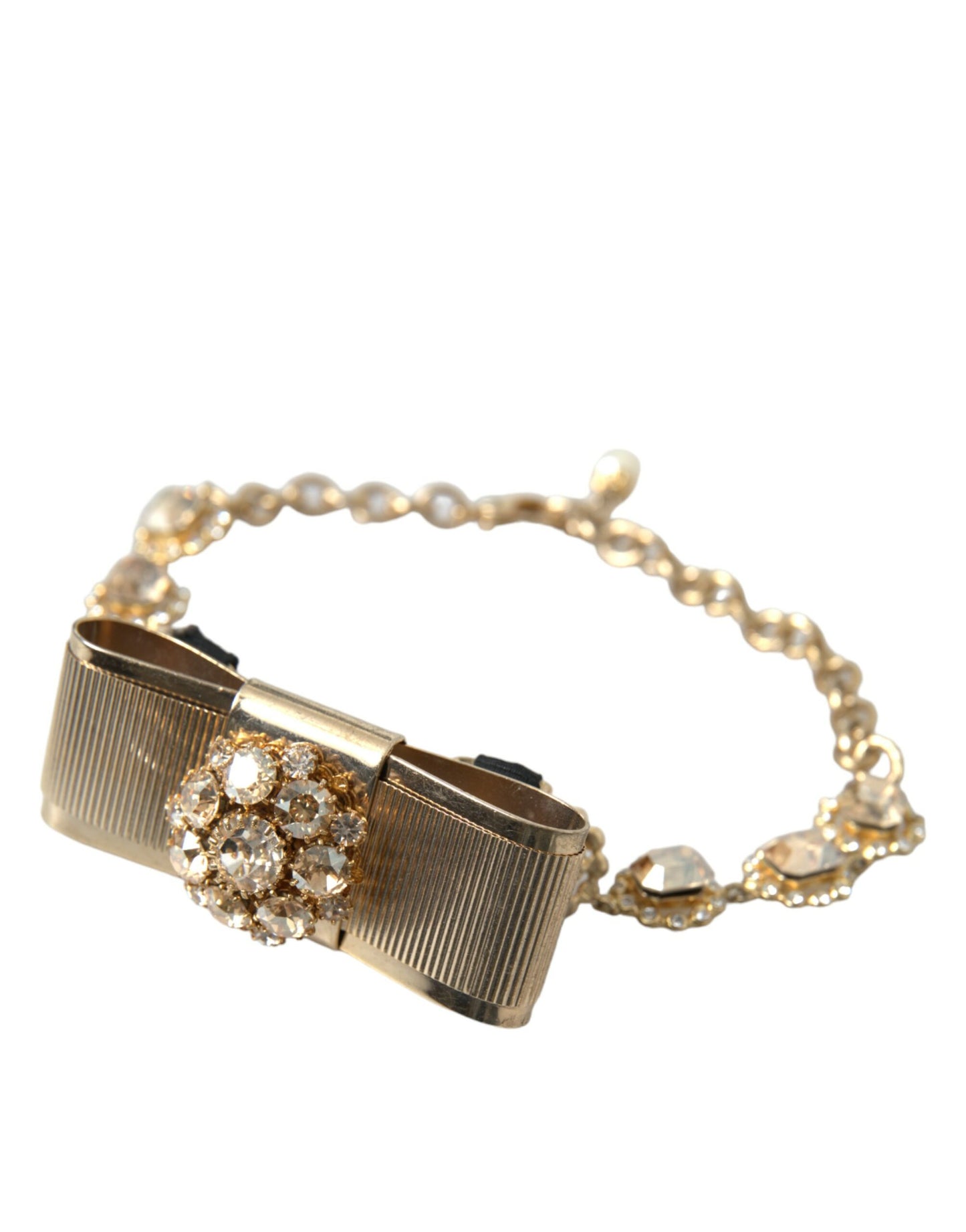 Collier ras du cou Dolce & Gabbana en laiton doré et cristal transparent