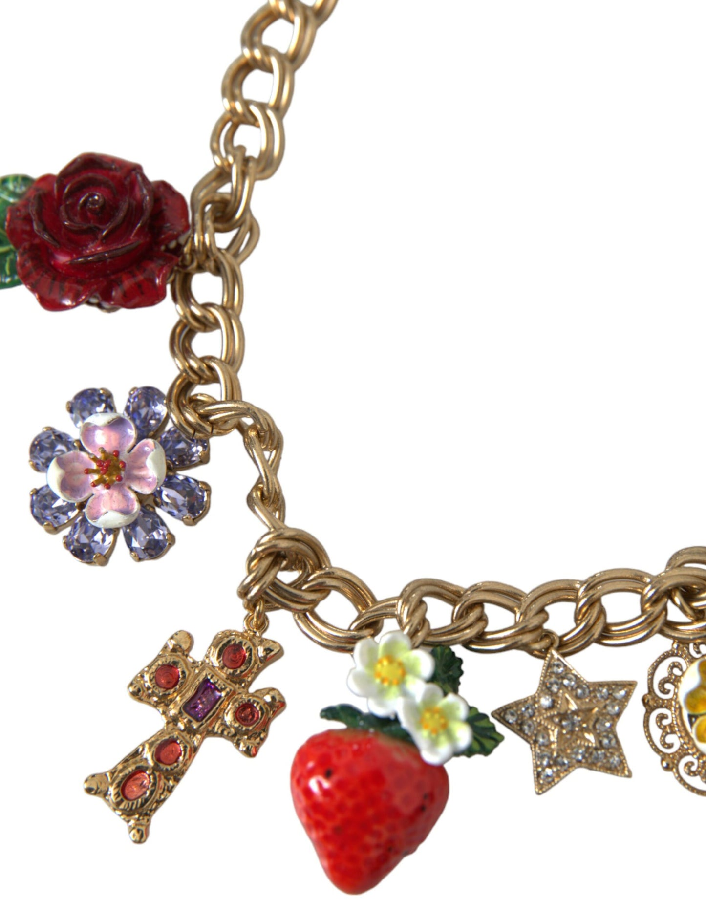 Collier Dolce & Gabbana avec pendentif étoile fraise et croix en or